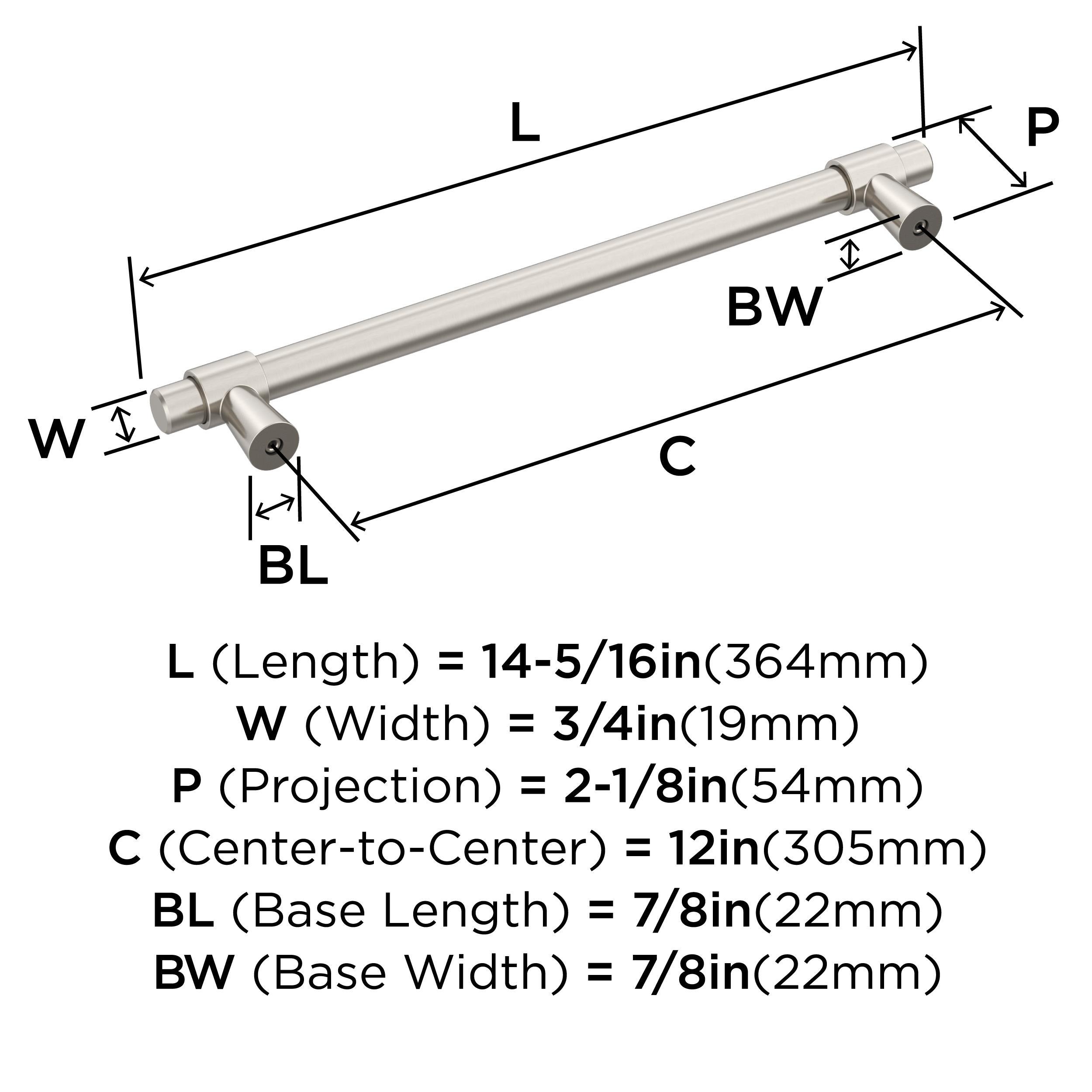 Amerock Destine 12 inch (305mm) Center-to-Center Satin Nickel Appliance Pull