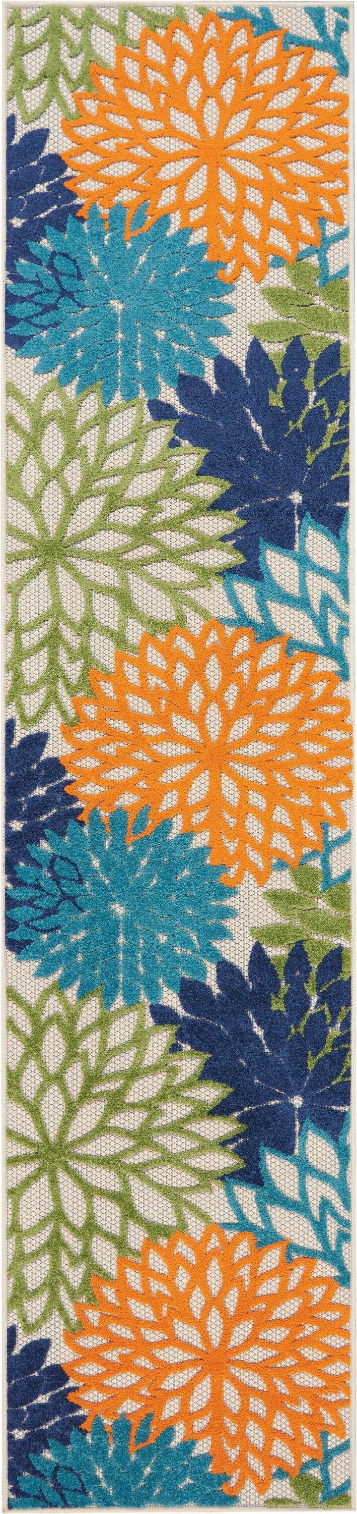 Nourison Aloha Floral Bloom Flatweave High-Low Indoor Outdoor Runner Rug Multicolor 2'3" x 10'