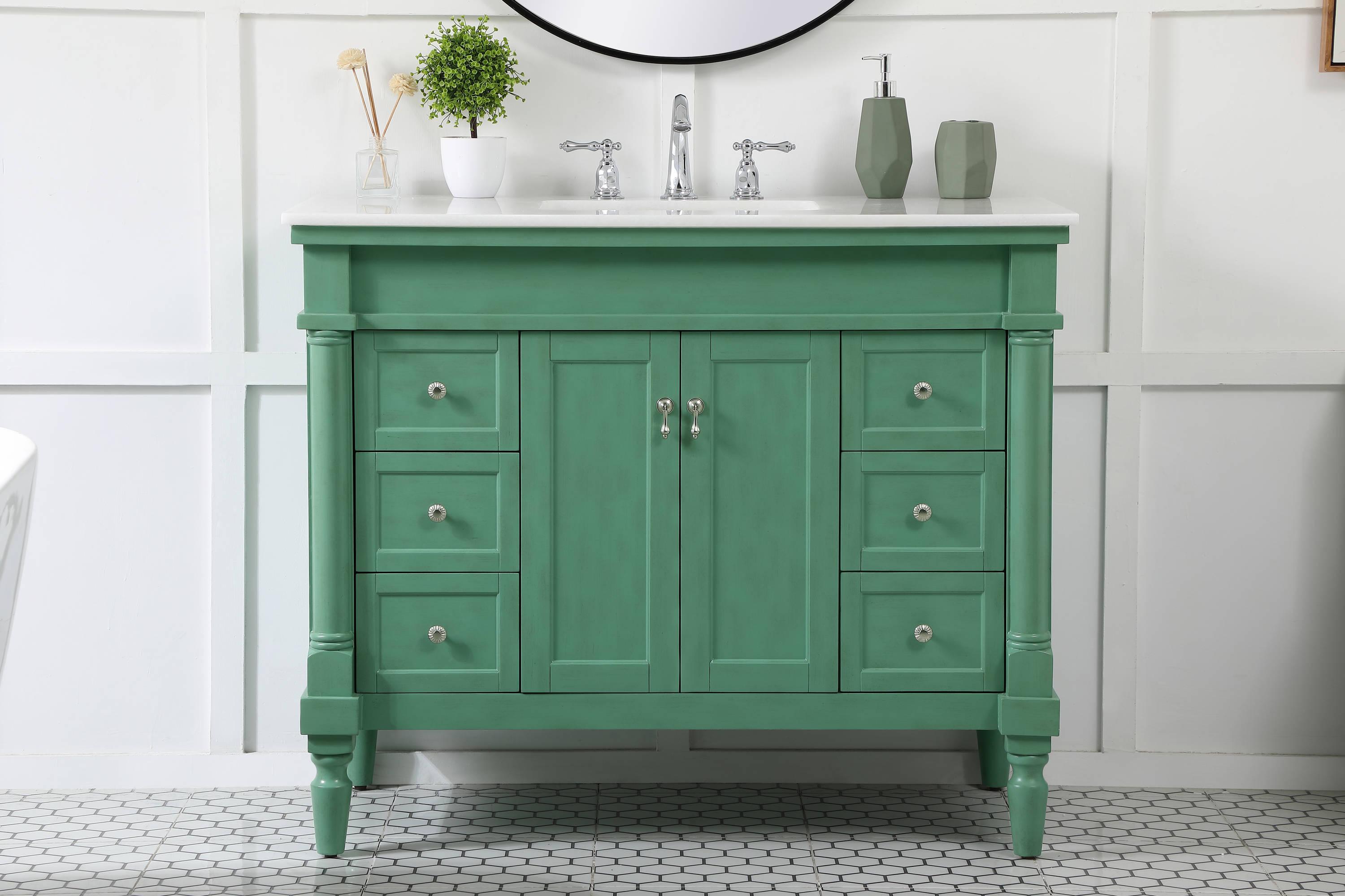 Elegant Decor Lexington 42" Solid Wood Single Bathroom Vanity in Vintage Mint