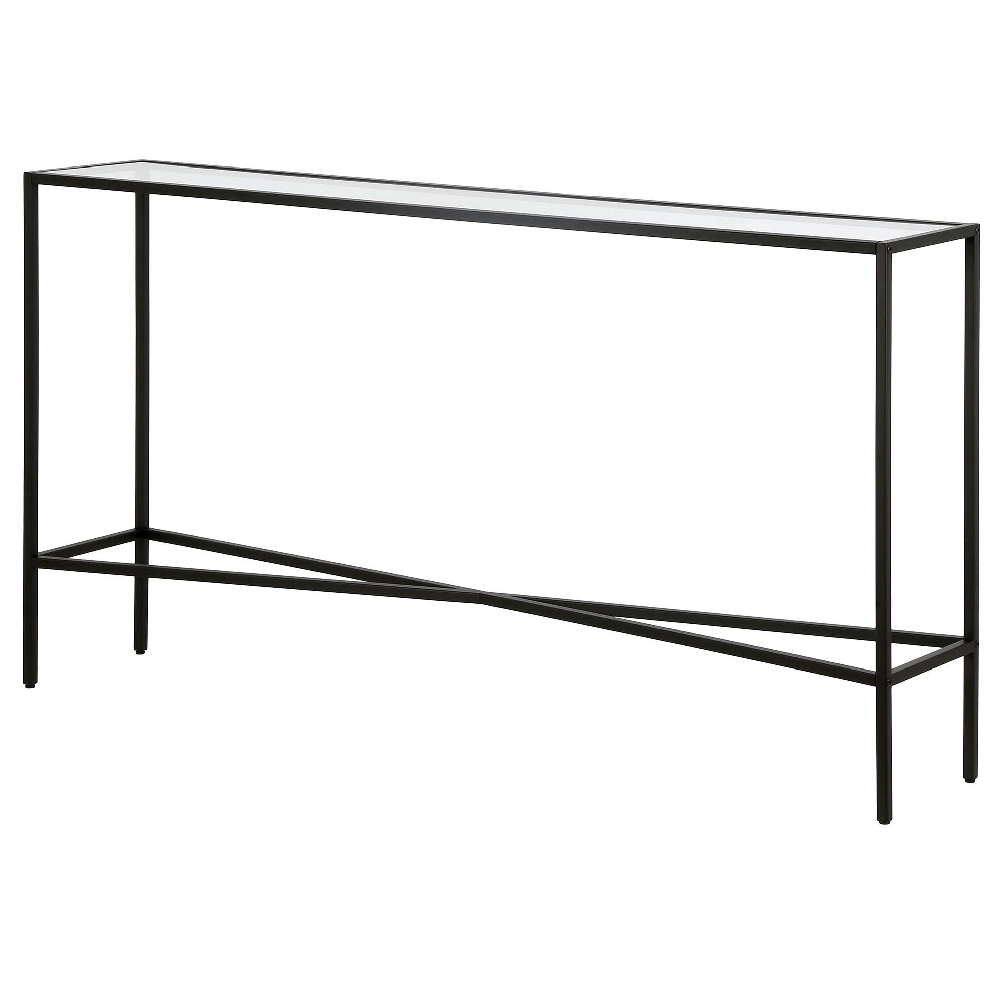 55" Black Bronze Console Table with Glass Tabletop - Henn&Hart