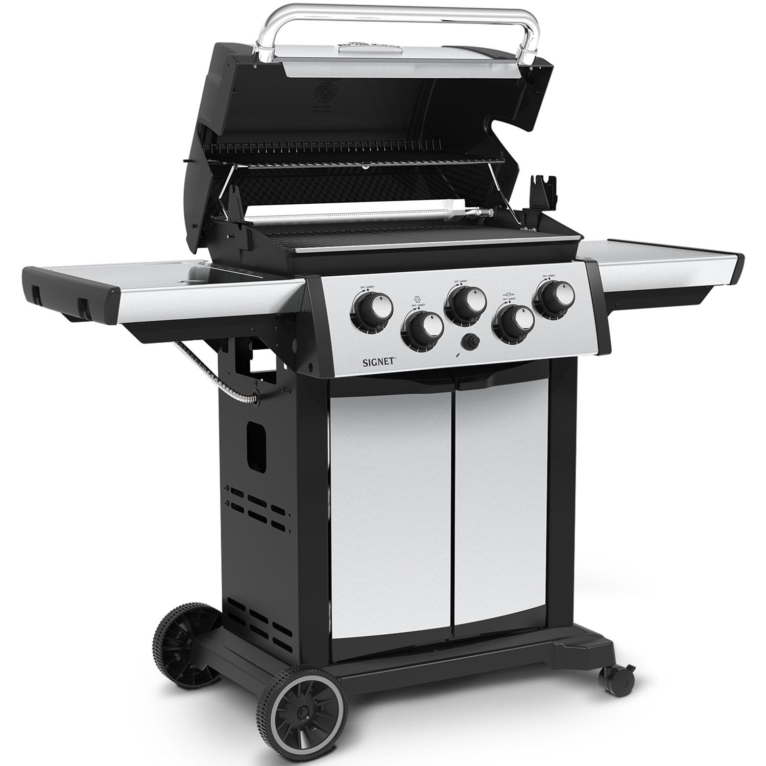 Broil King Signet 390 3-Burner Grill in Stainless Steel with Side Burner and Rear Rotisserie Burner