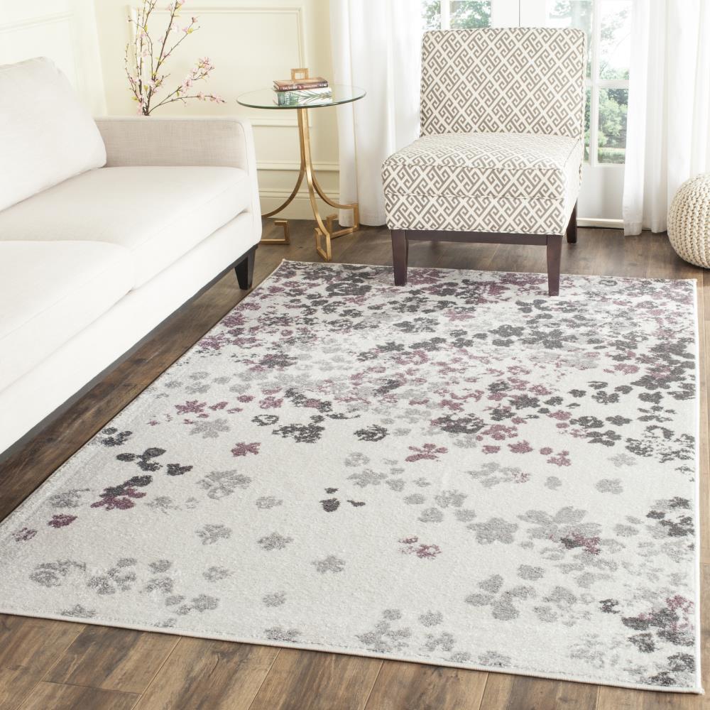 Adirondack ADR115 Machine Made Indoor Area Rug - Ivory/Purple - 6'x9' - Safavieh