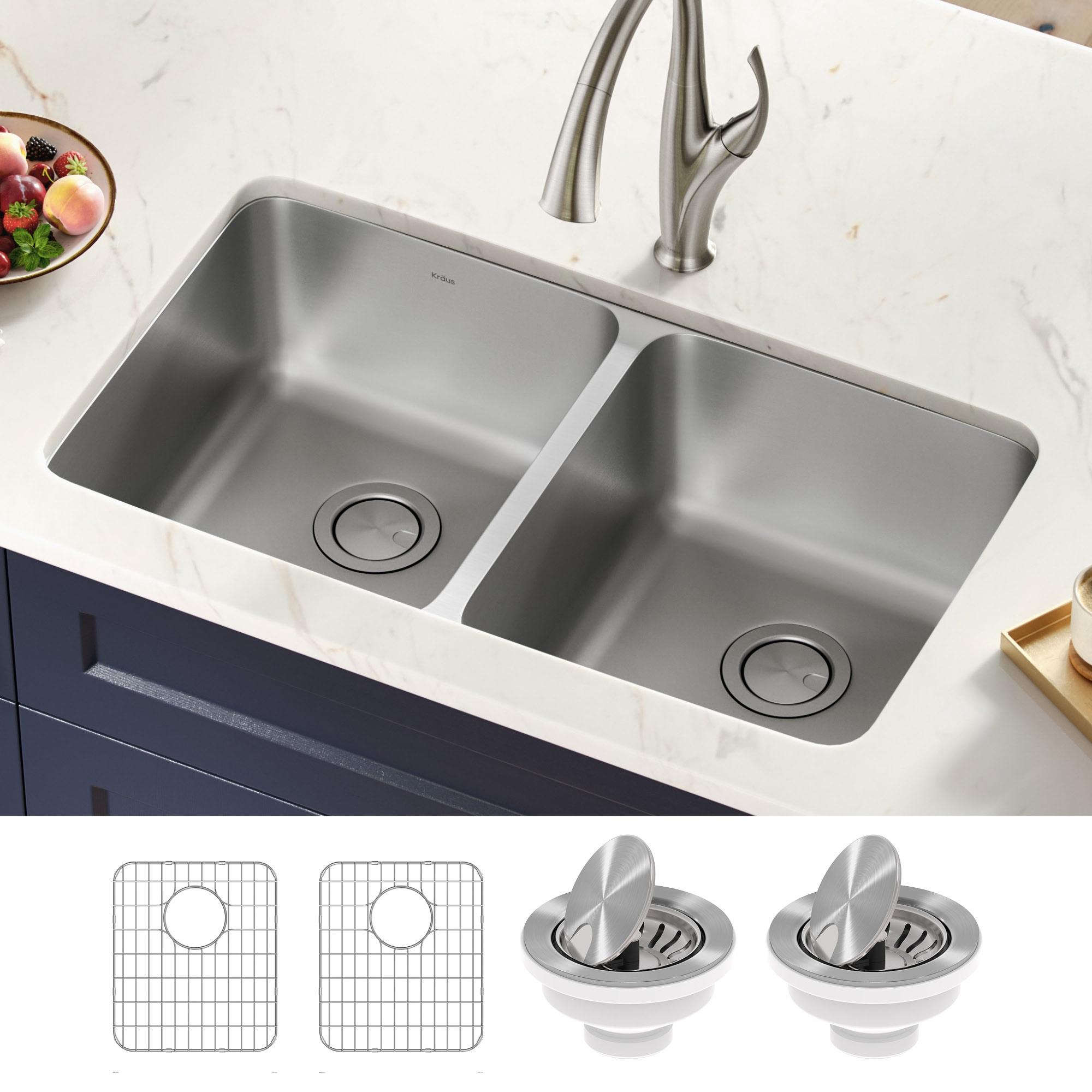 24.75" Stainless Steel Double Bowl Undermount Kitchen Sink