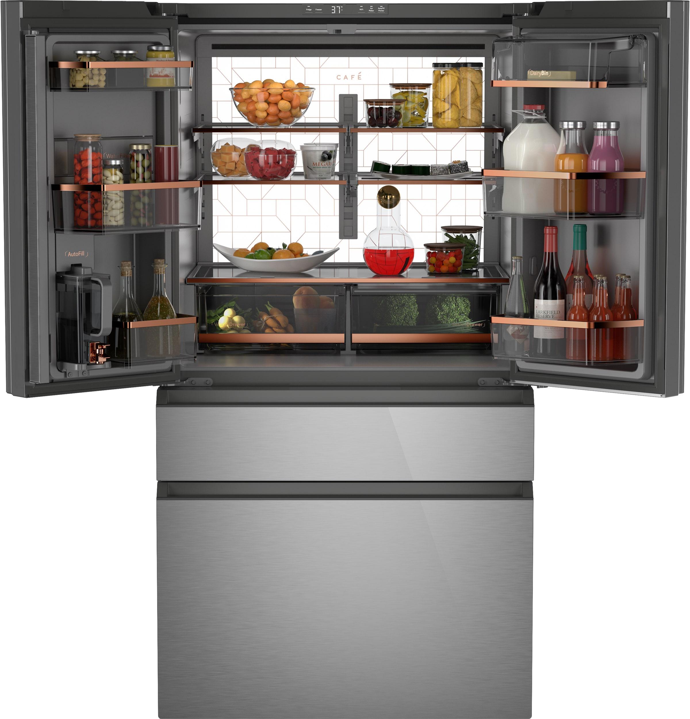 Energy Star® 28.7 Cu. Ft. Smart 4-Door French-Door Refrigerator in Platinum Glass with Dual-Dispense Autofill Pitcher