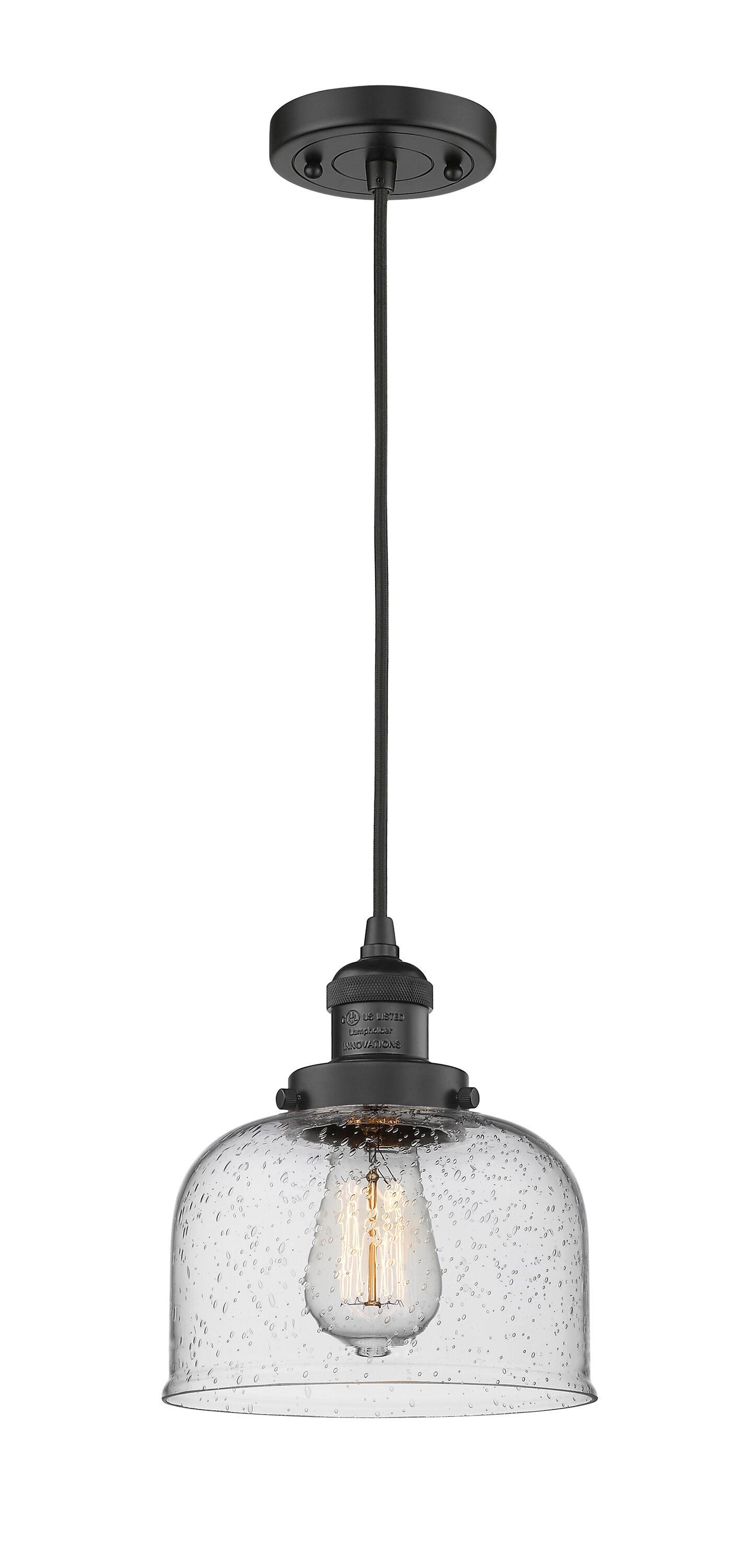 Innovations Lighting 201C Large Bell Large Bell 8" Wide Mini Pendant - Black