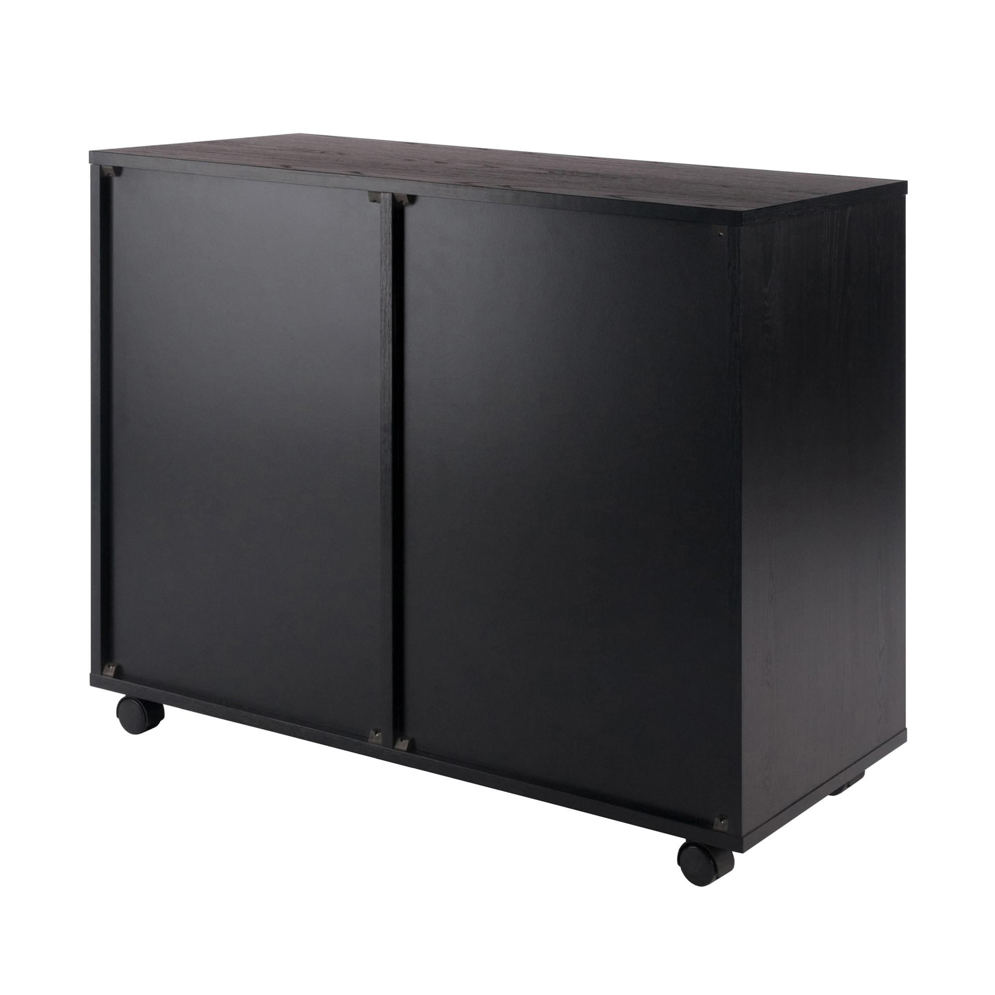 Halifax 2 Sections Mobile Storage Cabinet Black - Winsome: Wheeled Organizer with Locking Casters