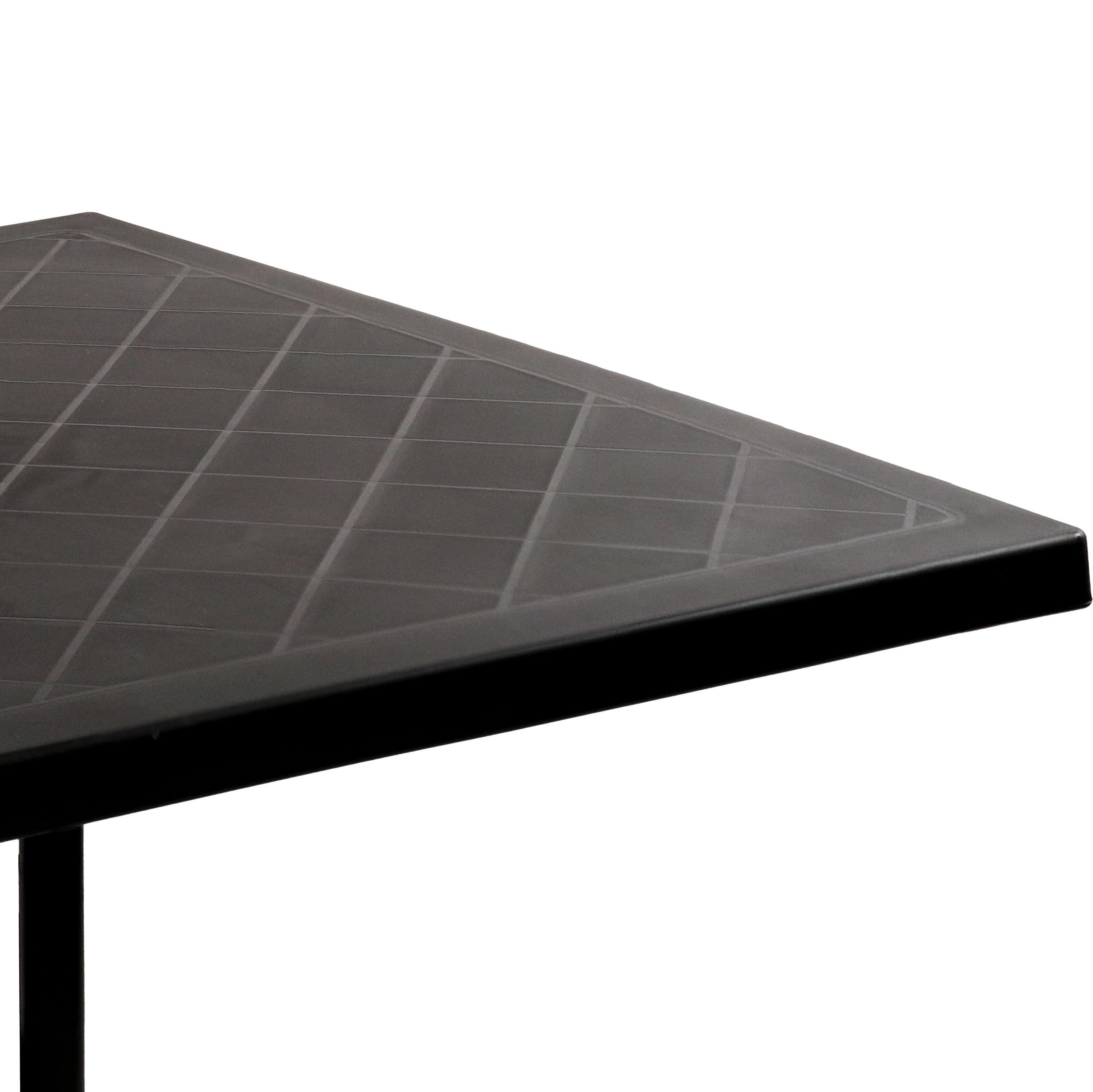 Sunnydaze Outdoor Square Polypropylene Top Dining Table with Curved Iron Legs - Black - 28.75"