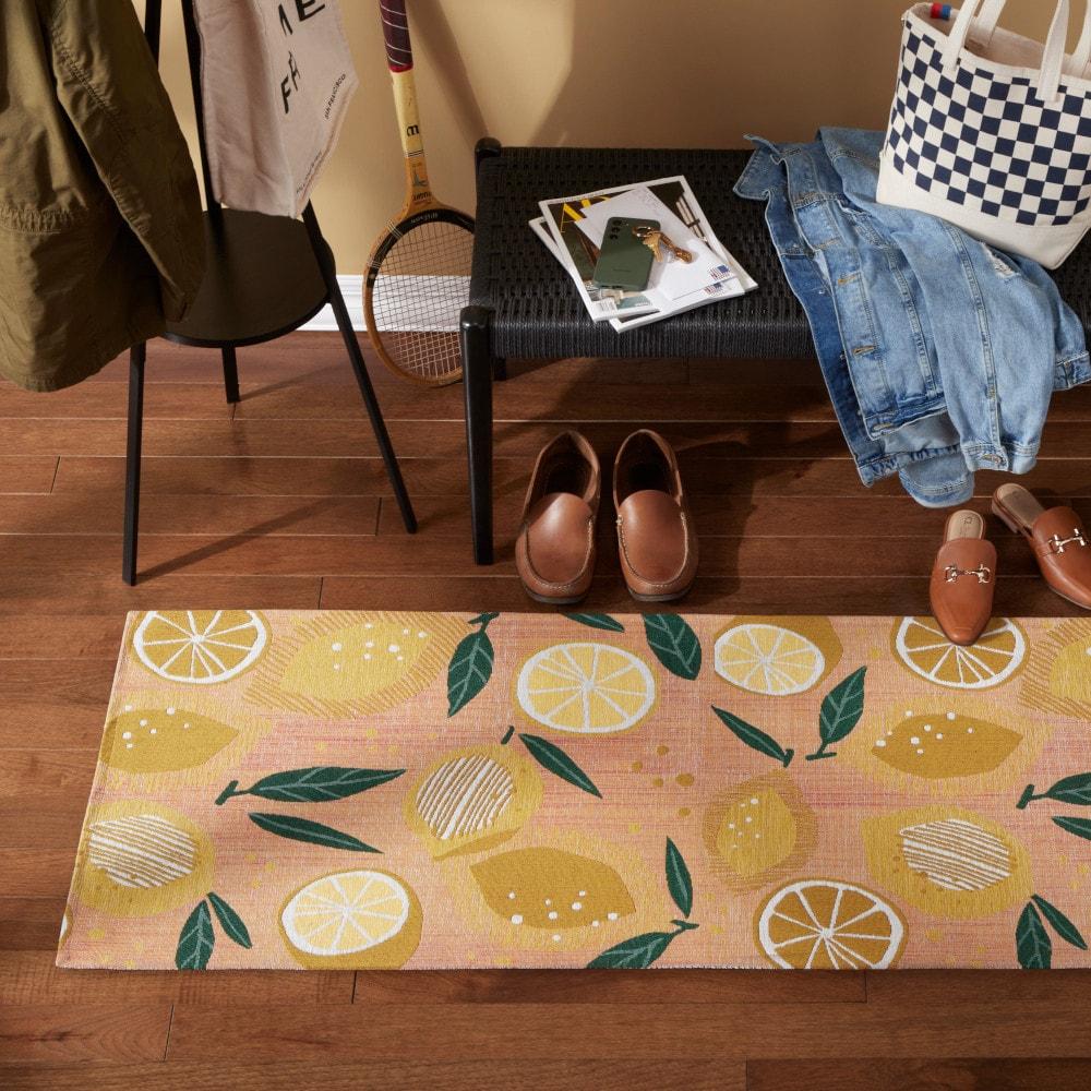 Town & Country Living TOWN & COUNTRY Living Livie Fresh Lemon Everwash Washable Non-Slip Backing Kitchen Runner Rug