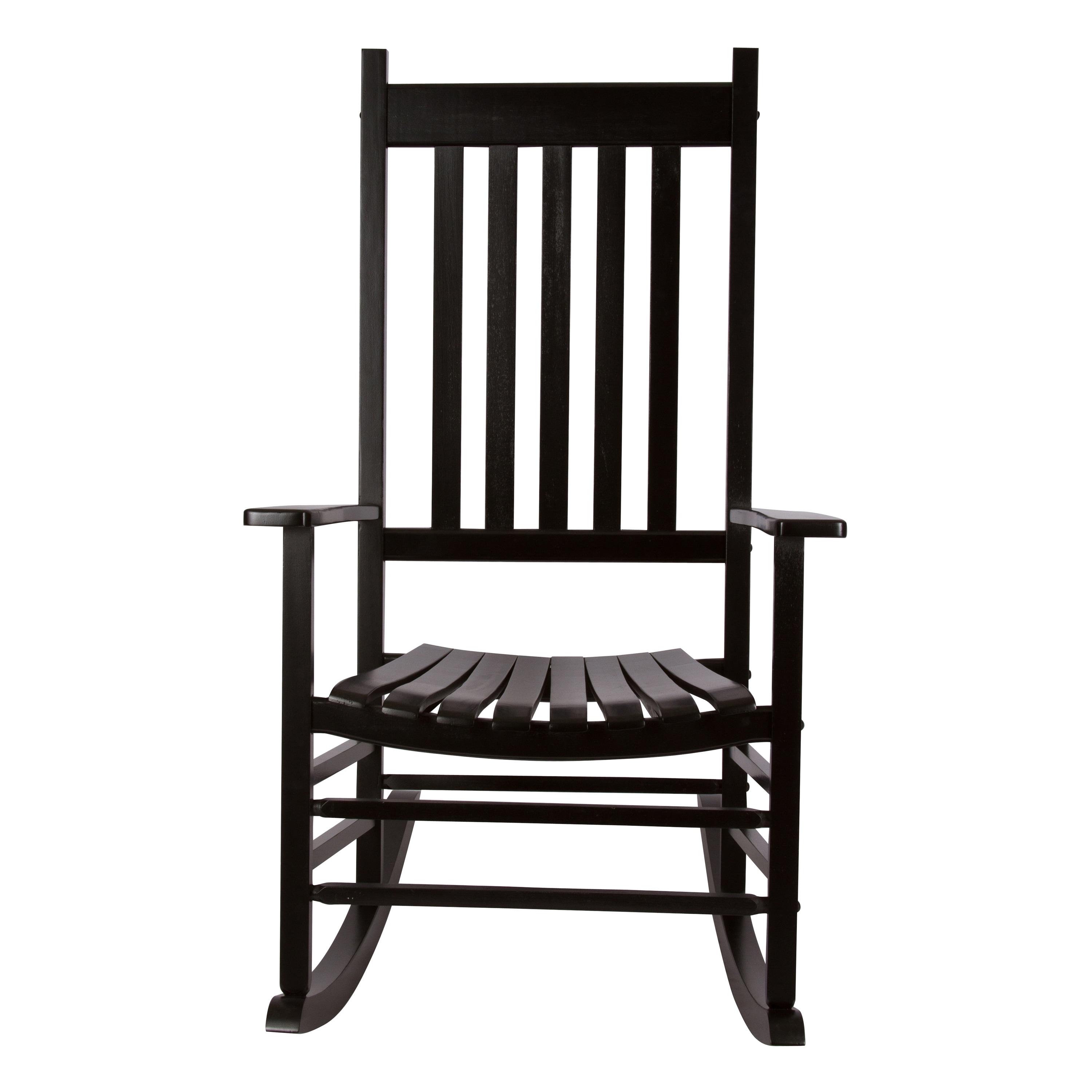 Shine Company Vermont Porch Rocker, High Back Wood Rocking Chair, Black