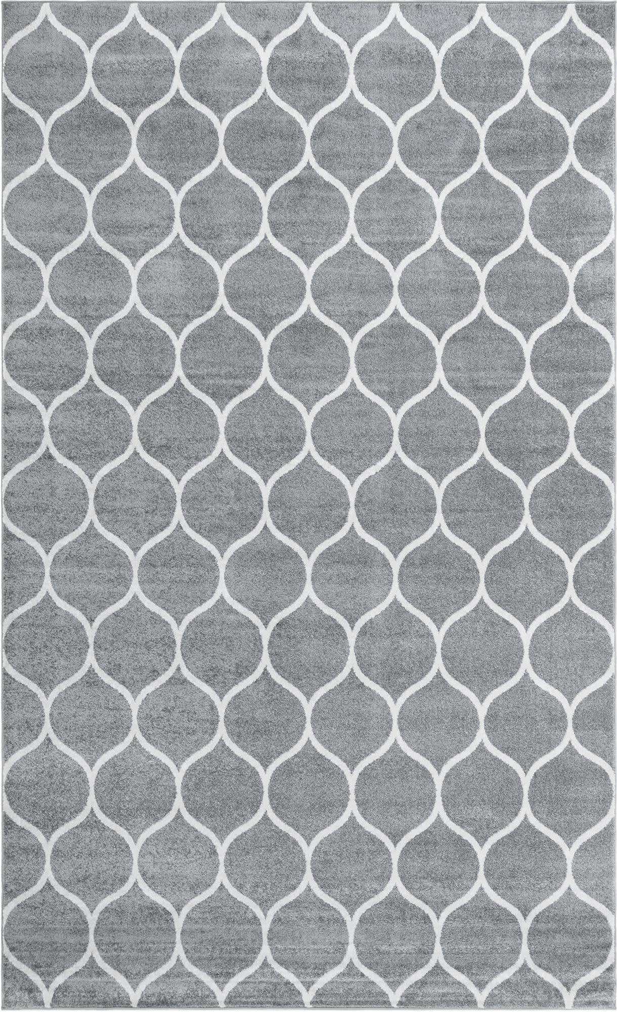 Unique Loom 5' 0 x 8' 0 Trellis Frieze Rounded Light Gray Area Rug