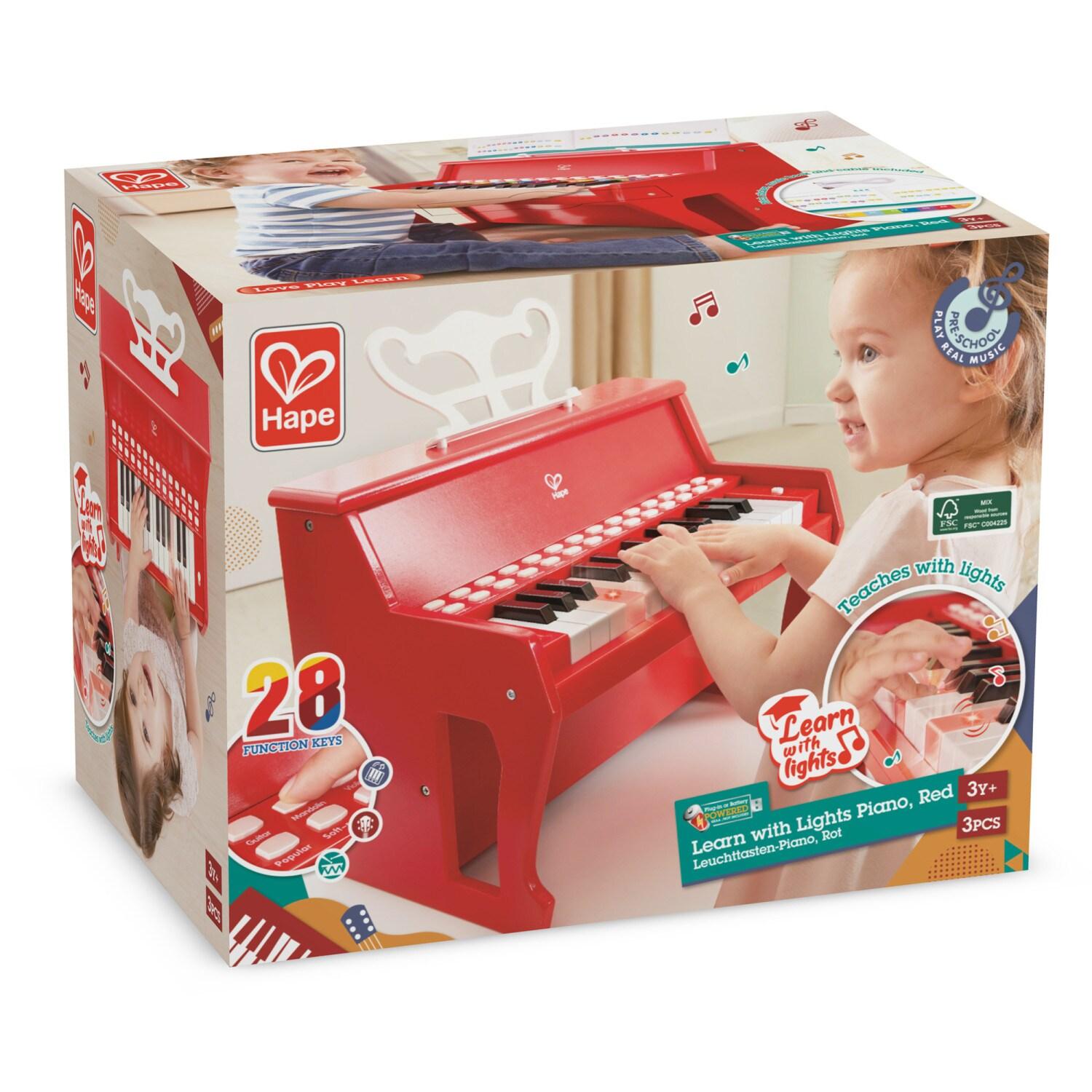 Hape Learn With Lights: Electronic Piano - Red, 25 Keys, Ages 3+