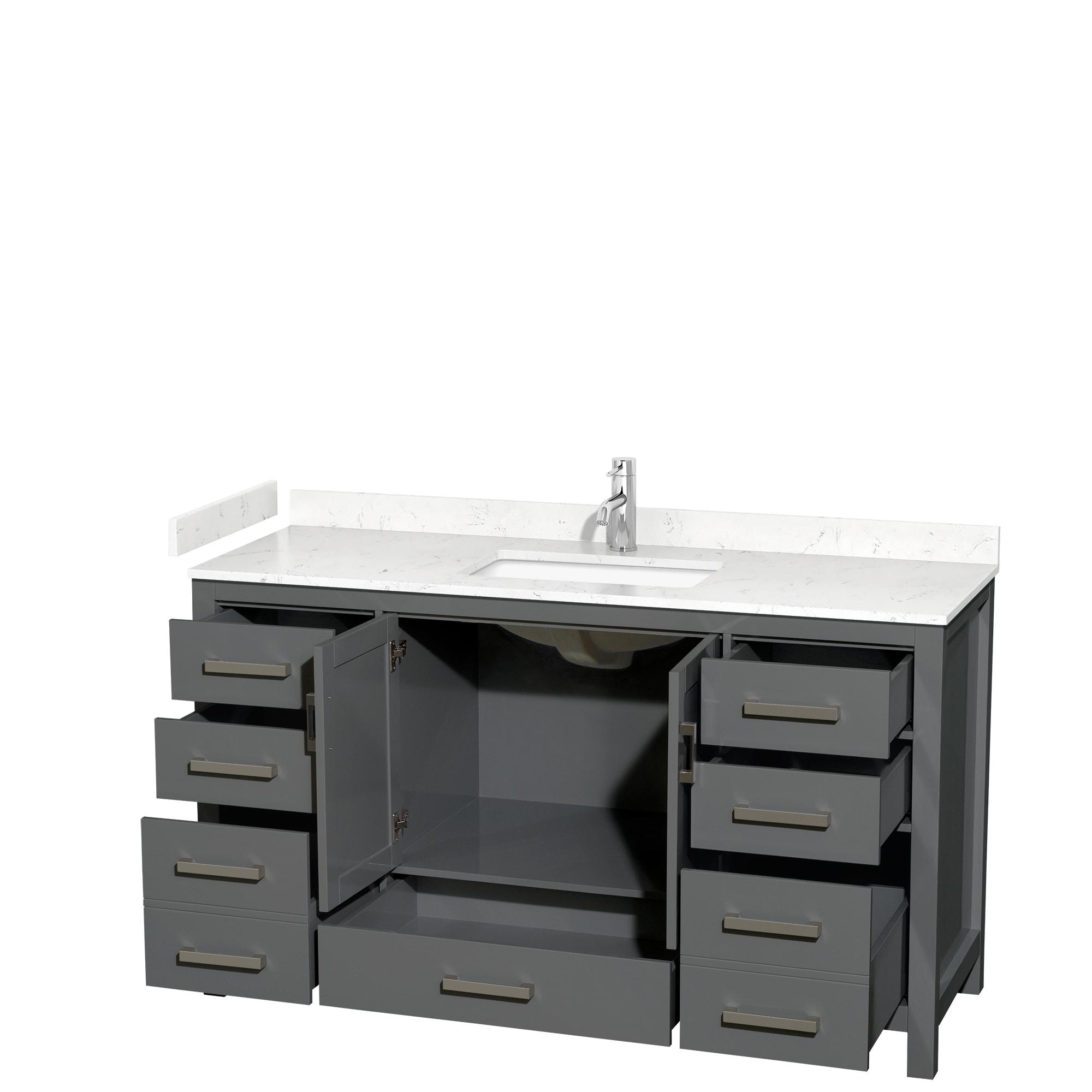 Sheffield 60" Freestanding Single Bathroom Vanity with Cultured Marble Top