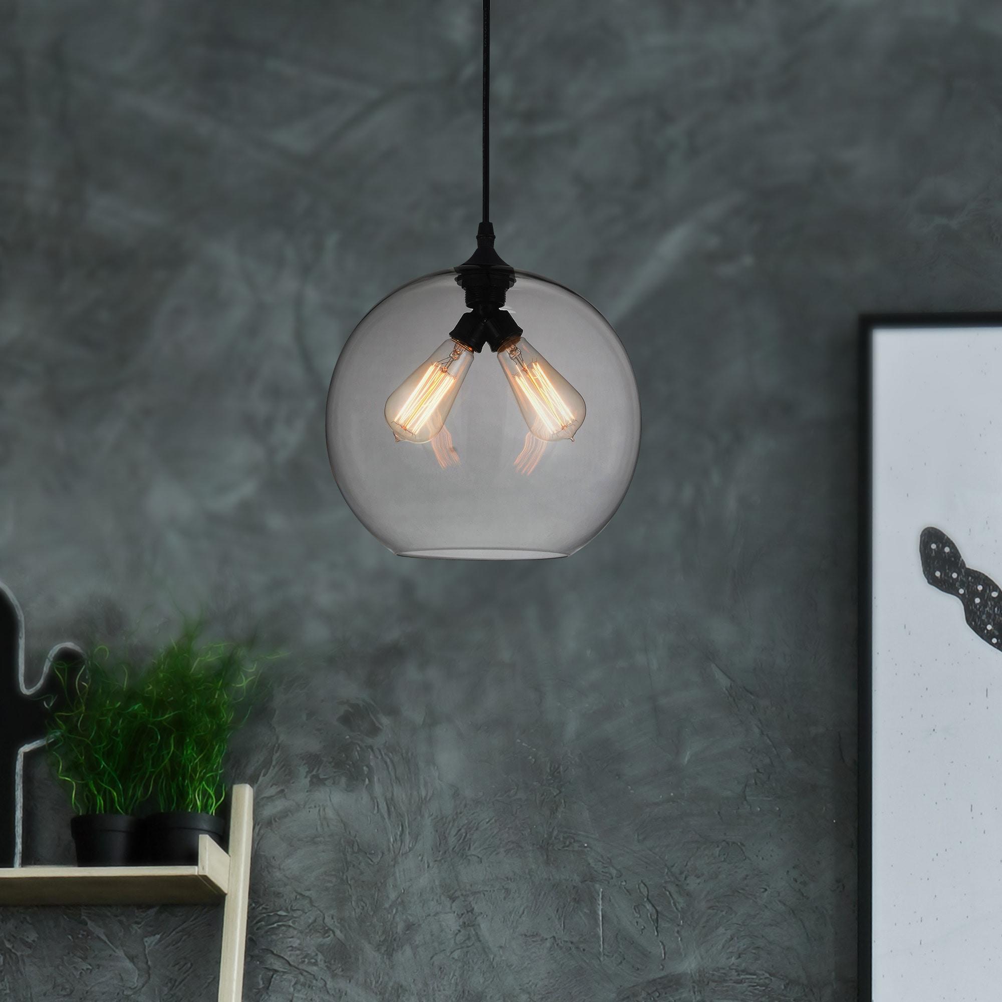 CWI Lighting 2 Light Contemporary Glass Mini Pendant in Black Smoke