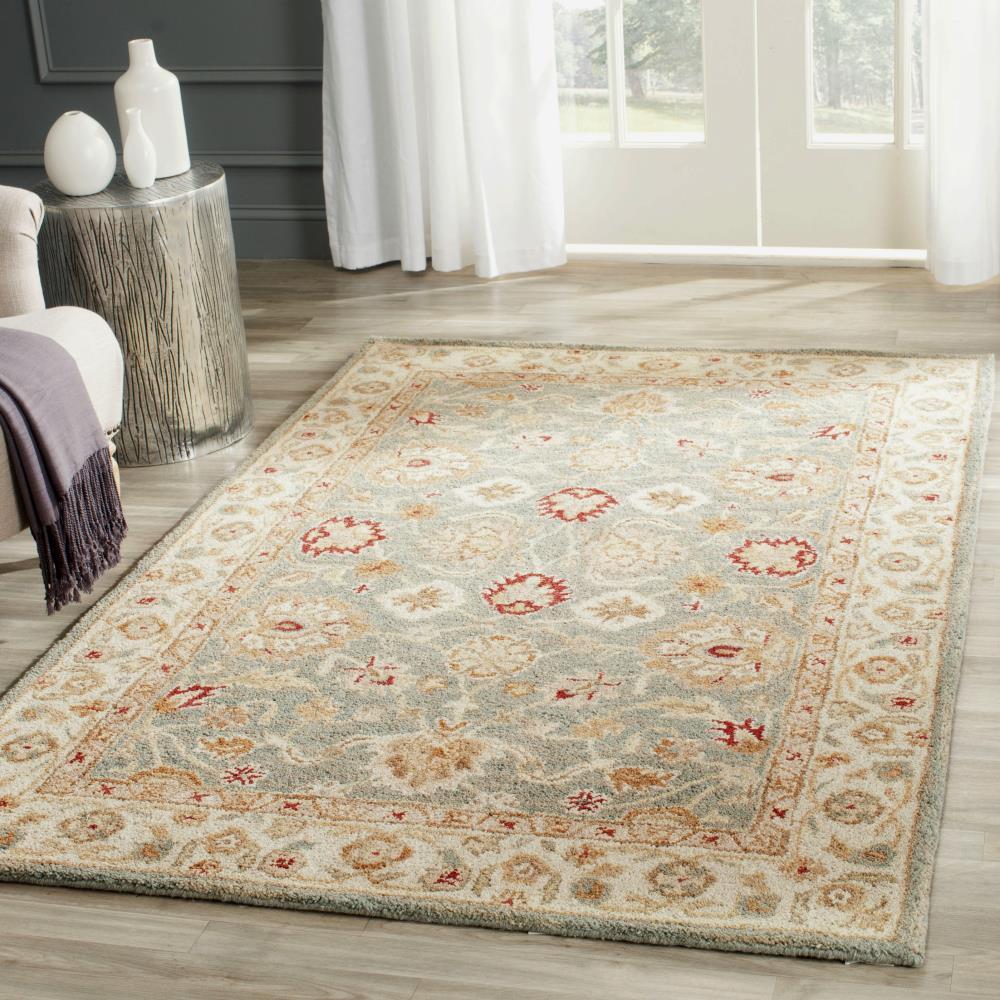 Antiquity AT822 Hand Tufted Area Rug - Grey Blue/Beige - 6'x6' - Safavieh.