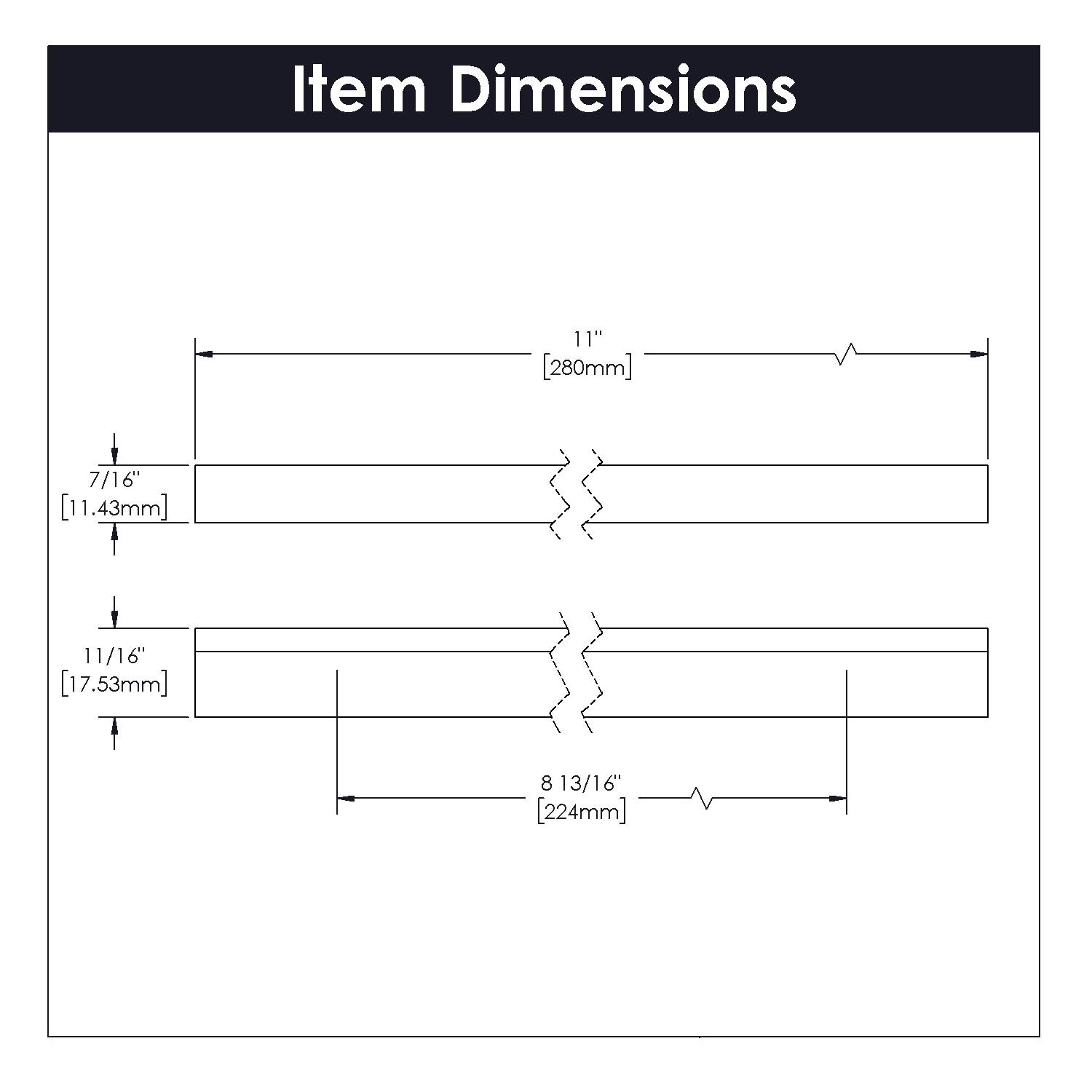 Hickory Hardware Streamline Kitchen Cabinet Handles, Solid Core Drawer Pulls for Cabinet Doors, 8-13/16" (224mm) (Set of 5)