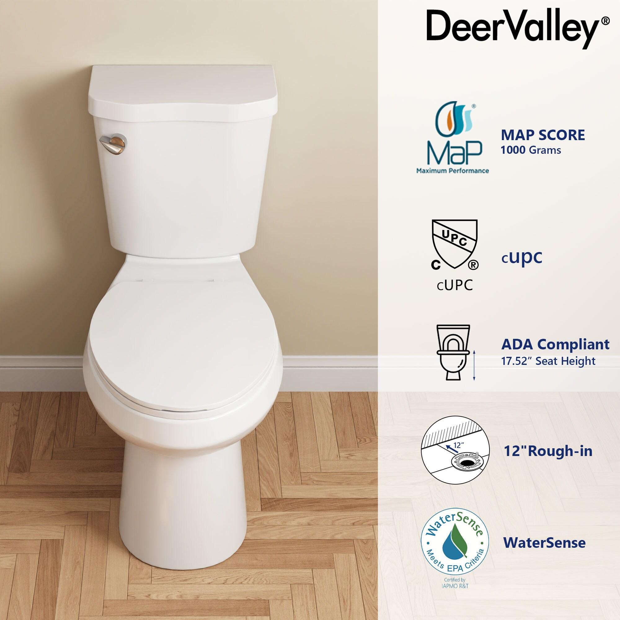 DeerValley Dynasty Elongated Toilet Two-Piece Toilets, ADA Height 17.5" Comfort Chair Height Toilet Bowl With Soft Close Seat