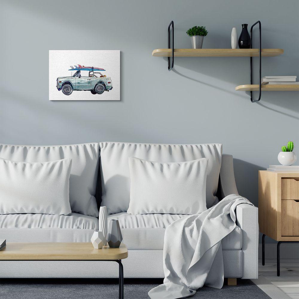 Stupell Industries " Retro Beach Cruiser With Surfboard Minimal Illustration "