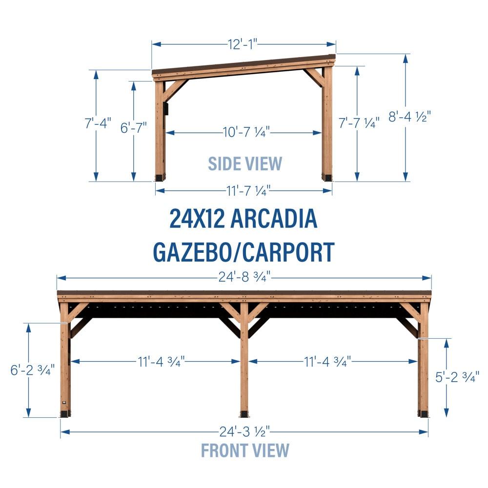 Backyard Discovery Arcadia 24'x12' Cedar Wood Gazebo, Galvanized Steel Roof, PowerPort