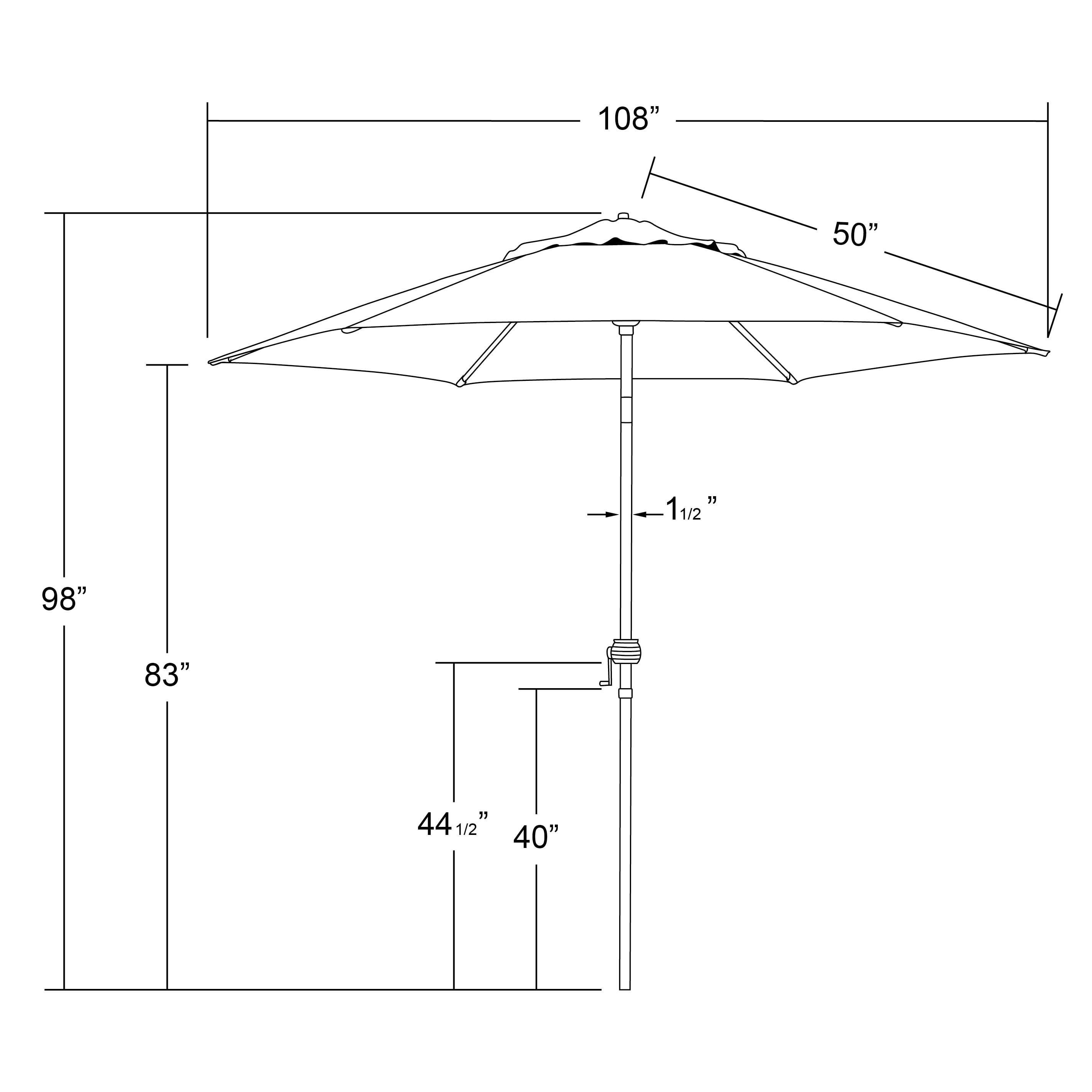 9 ft. Eco Series Crank Lift Push Tilt Steel Market Umbrella, Pacific Blue Polyester