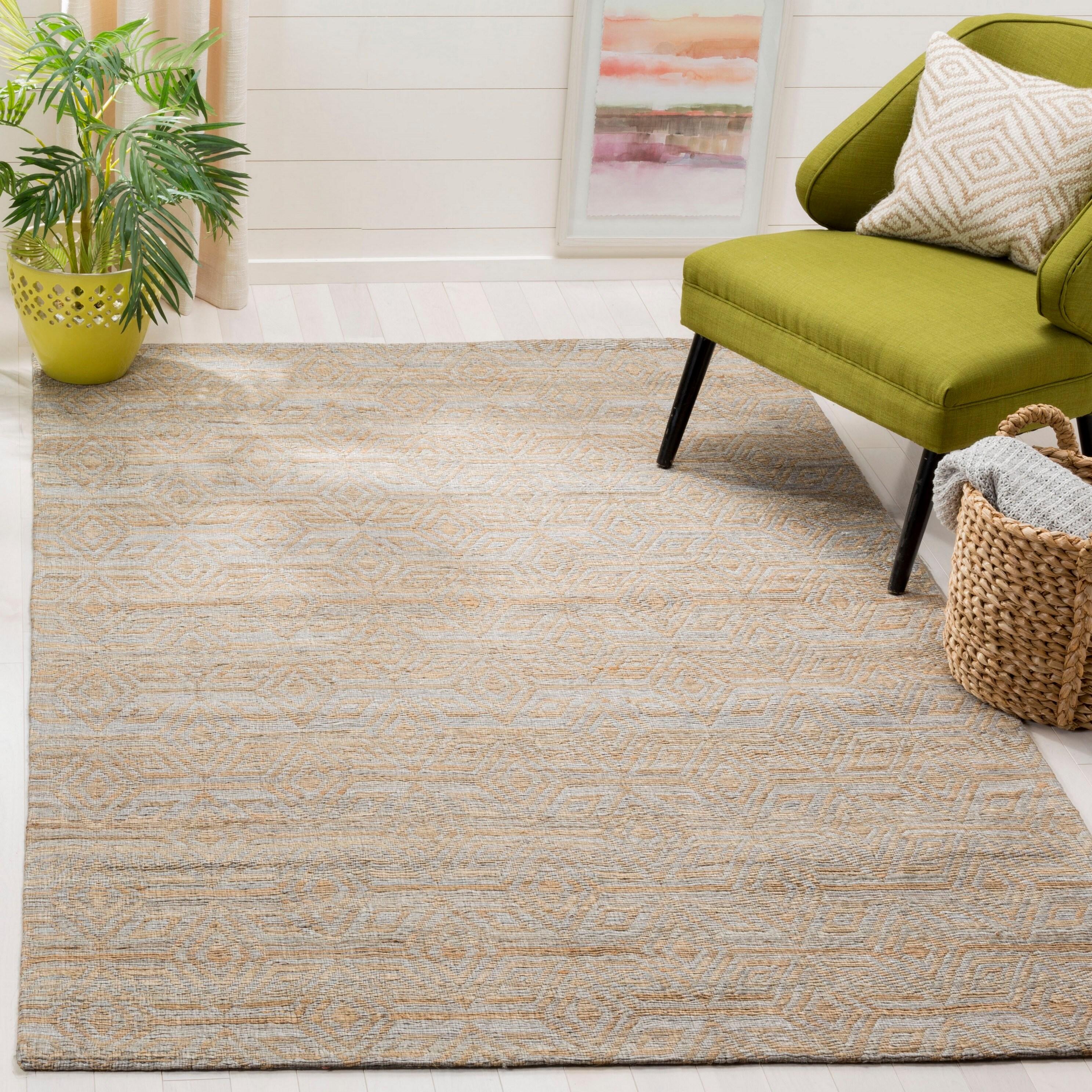 Cape Cod CAP412 Hand Woven Area Rug - Grey/Sand - 6'x6' - Safavieh.