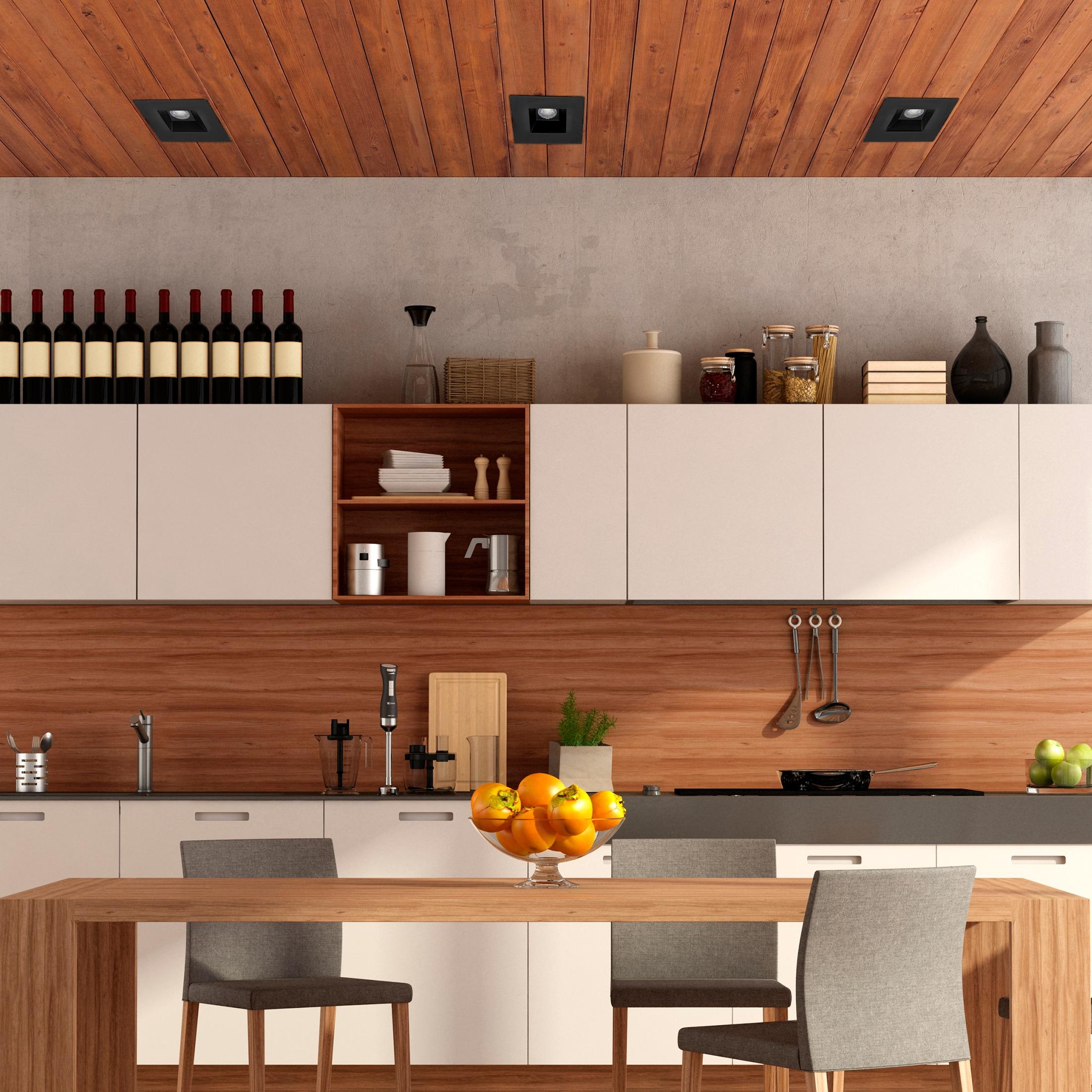 Maxxima 6” Ultra-Thin Recessed Anti-Glare LED Downlight Canless IC Rated 1200 Lumens 5 Color Temperature Select 2700K/3000K/3500K/4000K/5000K Dimmable Square Black Trim 90 CRI 5CCT Slim J-Box Included