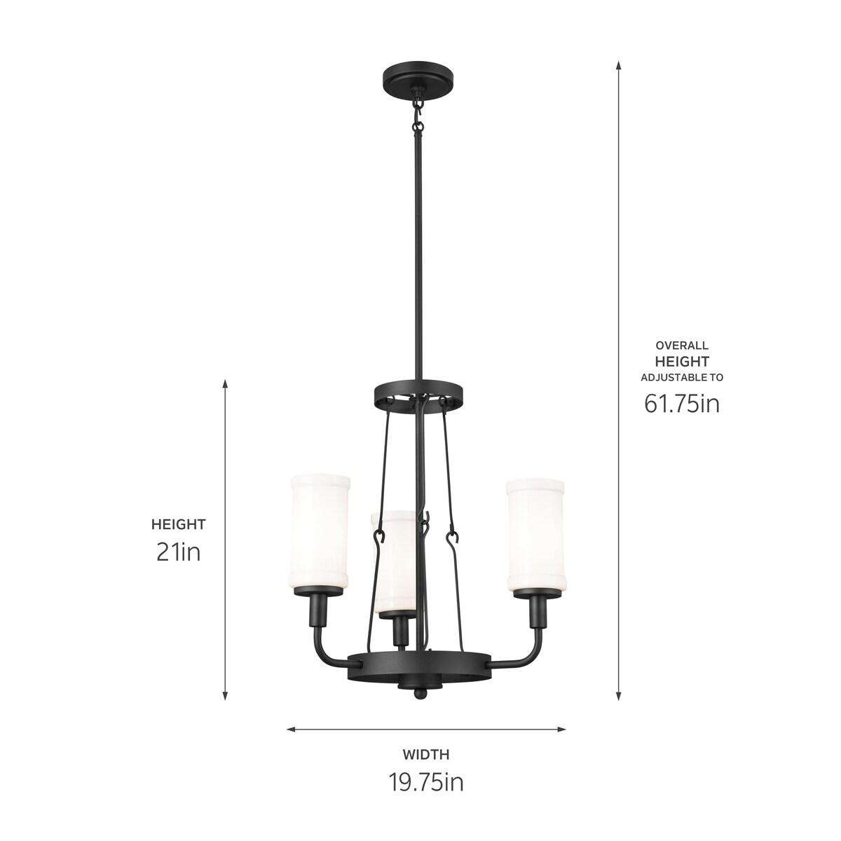 Kichler Lighting Vetivene 3 - Light Chandelier in  Textured Black