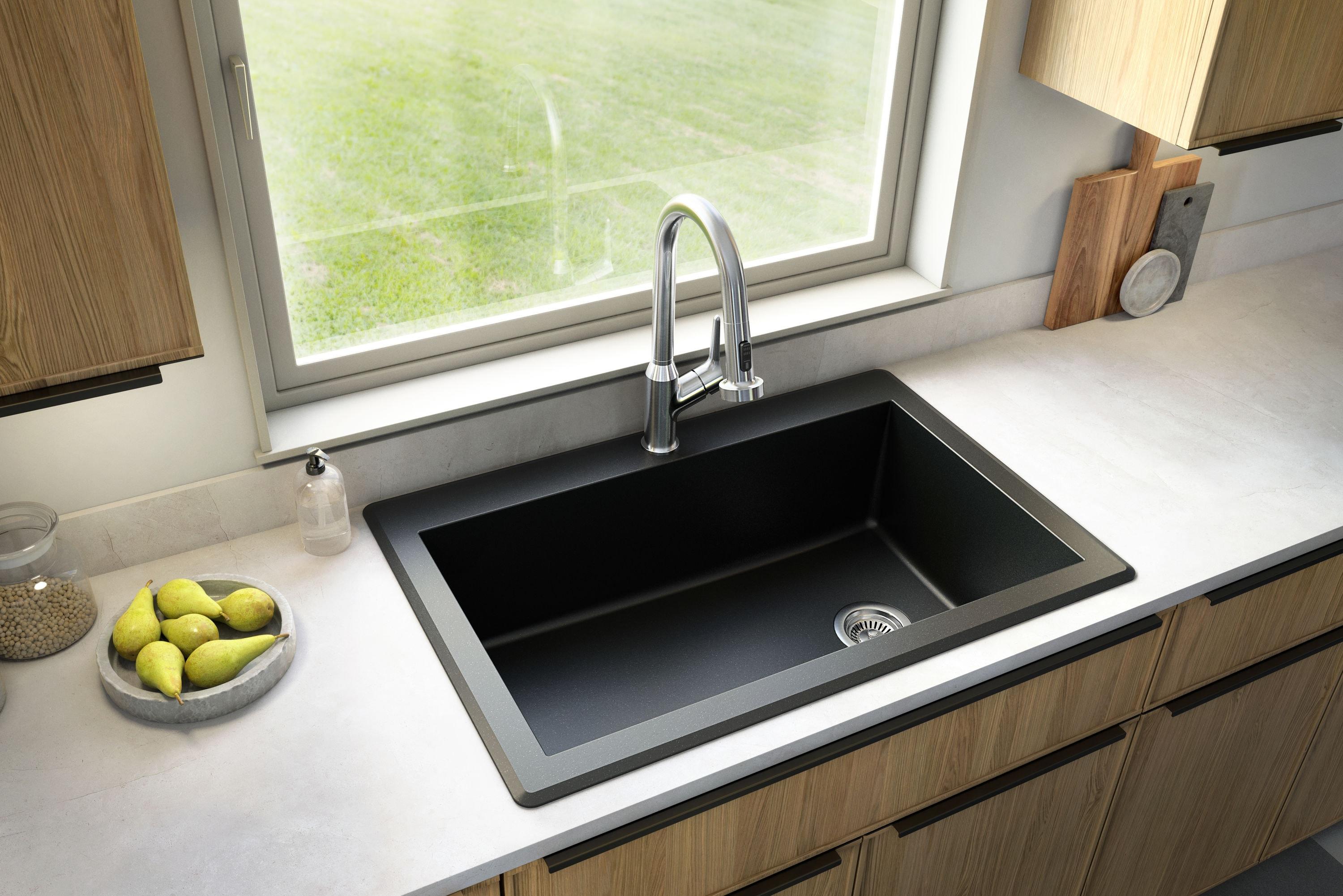 Karran Drop-in Quartz Composite 33'' X 22'' 1-Hole Single Bowl Kitchen Sink
