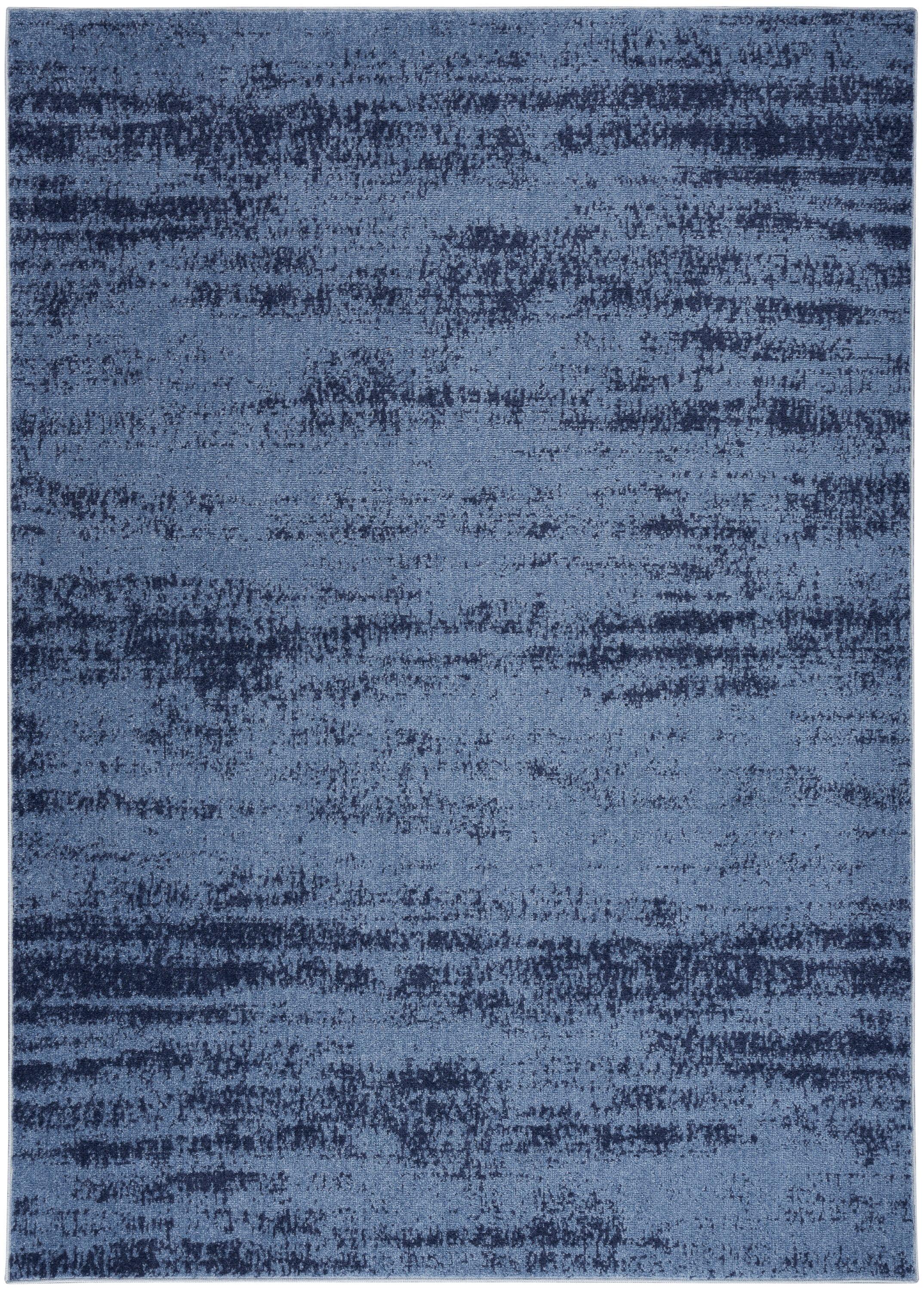 Nourison Essentials Abstract Low Pile Indoor Outdoor Area Rug 5' x 7' Denim