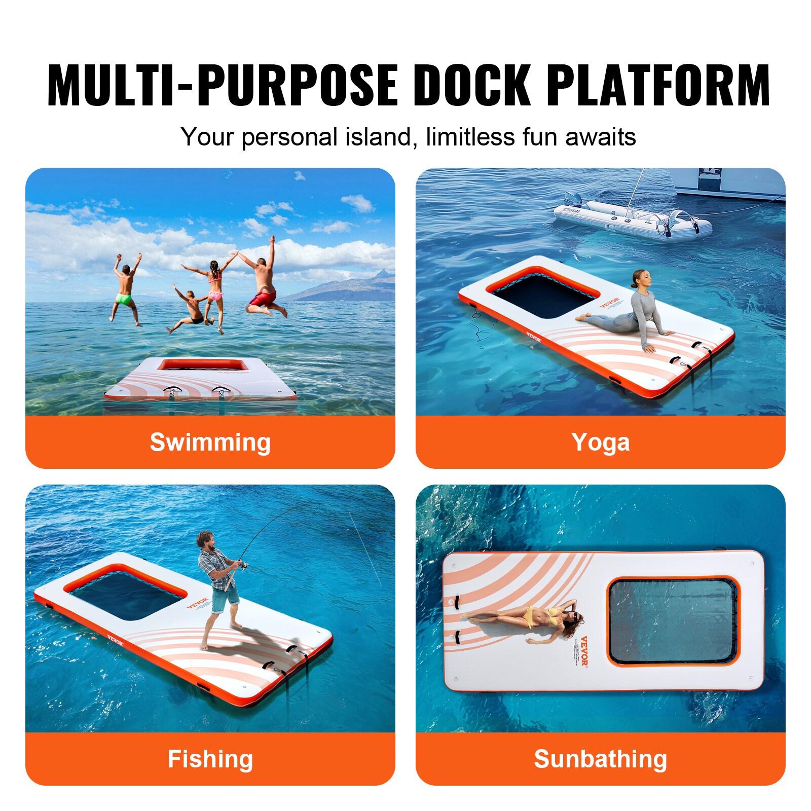Stellweilan Tessberg 15x6.5FT Inflatable Dock Platform with 4*6FT Trampoline Mesh Pool, Floating Platform Water Mat