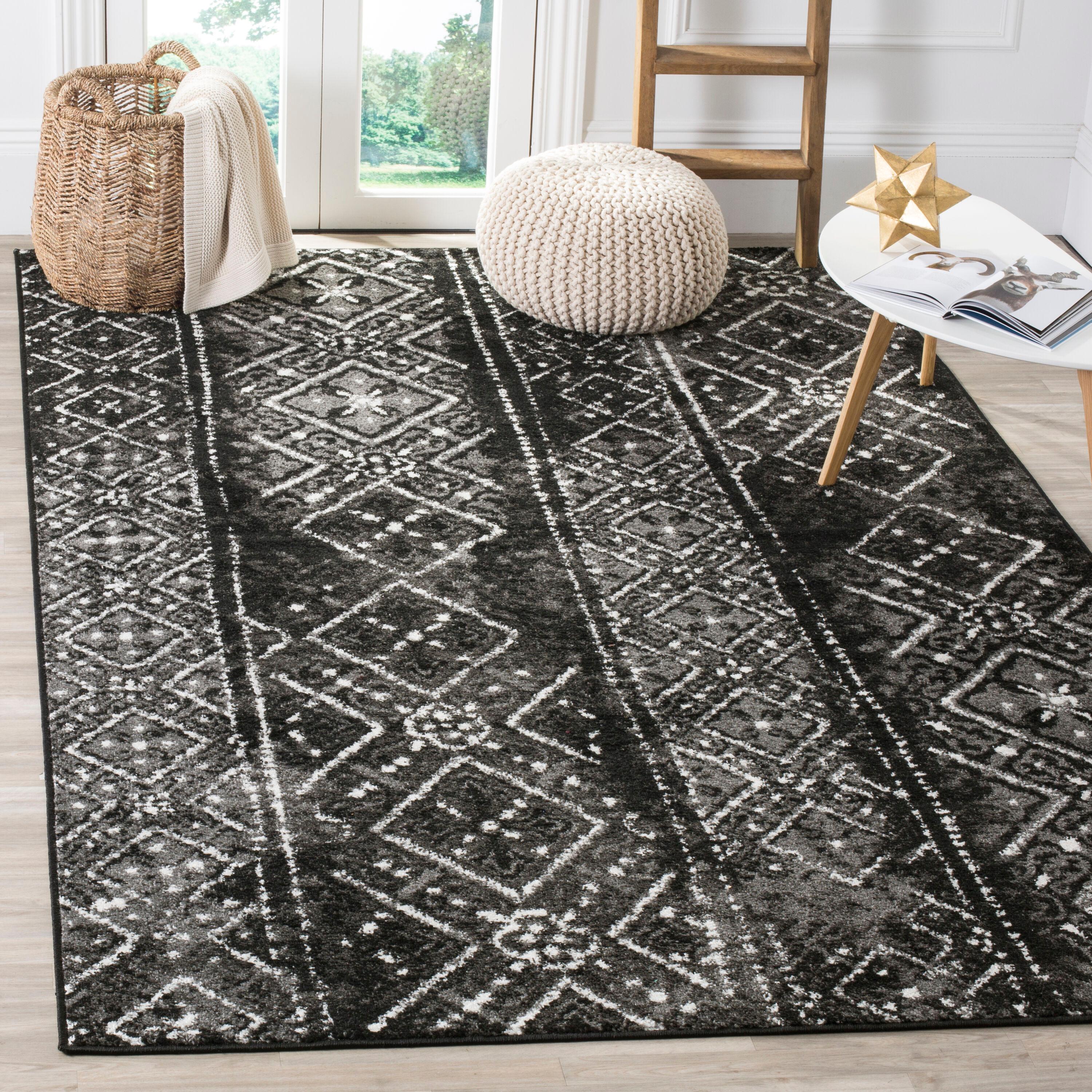 Adirondack ADR111 Machine Made Indoor Accent Rug - Black/Silver - 3'x5' - Safavieh