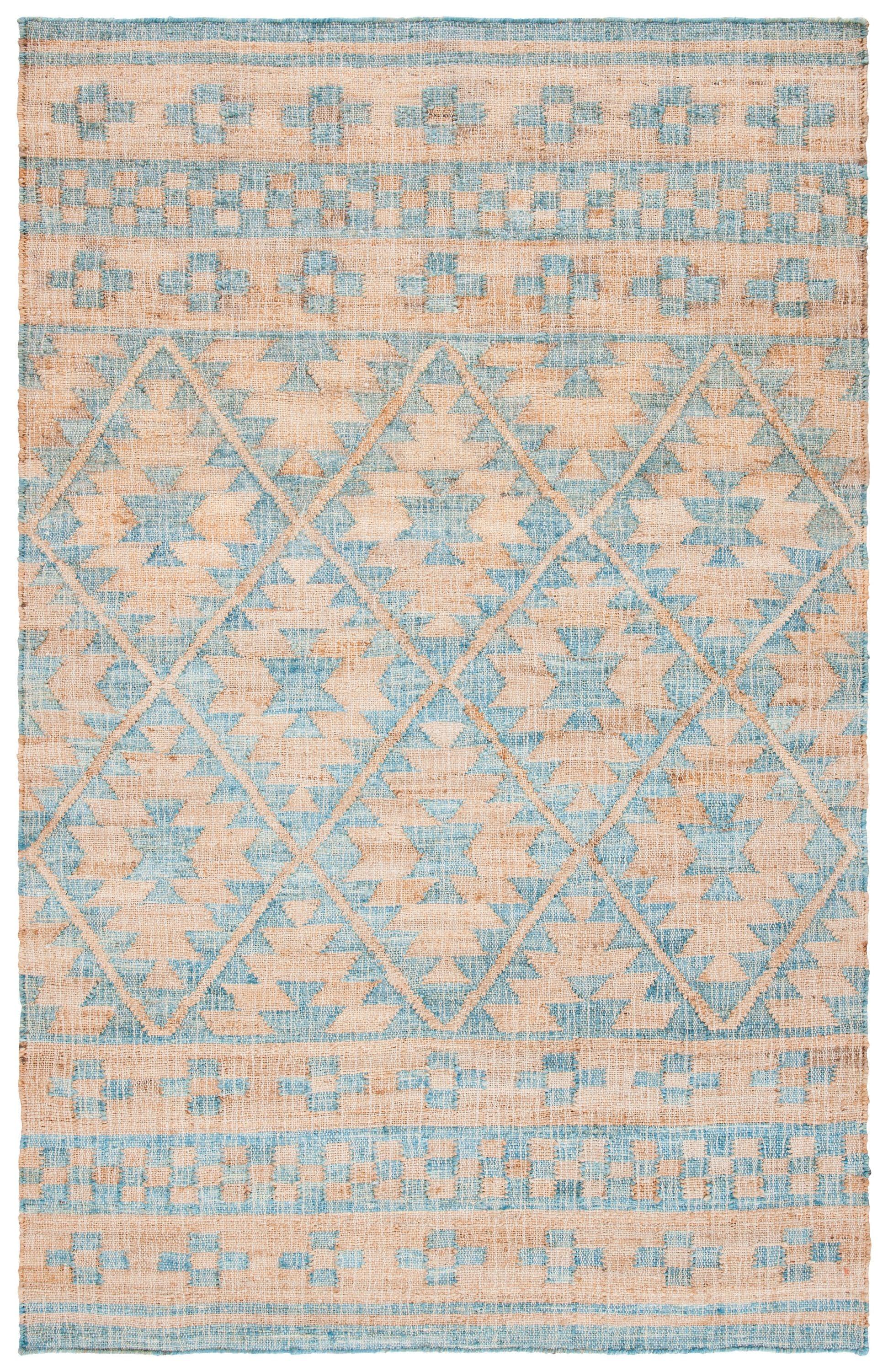 Kilim KLM757 Hand Woven Area Rug - Blue/Natural - 5'x8' - Safavieh.