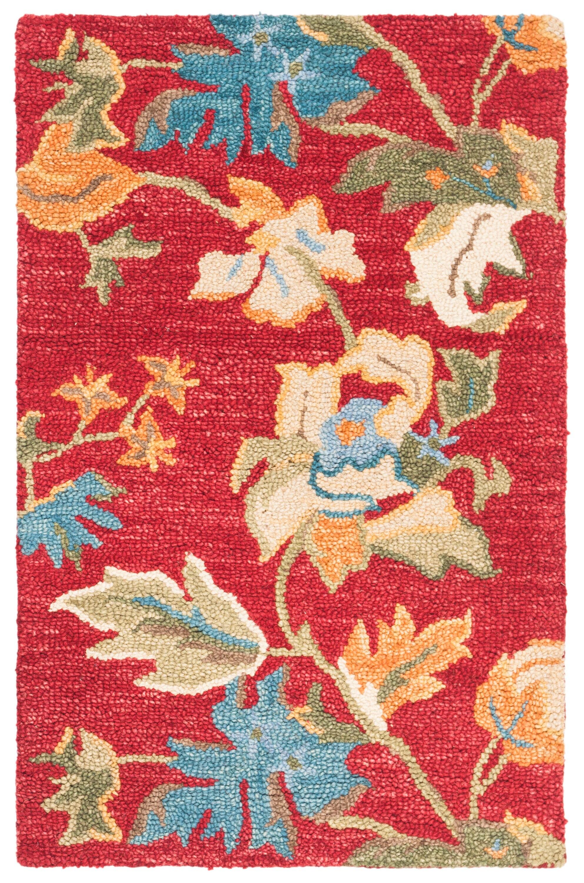 Blossom BLM672 Hand Hooked Accent Rug - Red/Multi - 2'6"x4' - Safavieh.