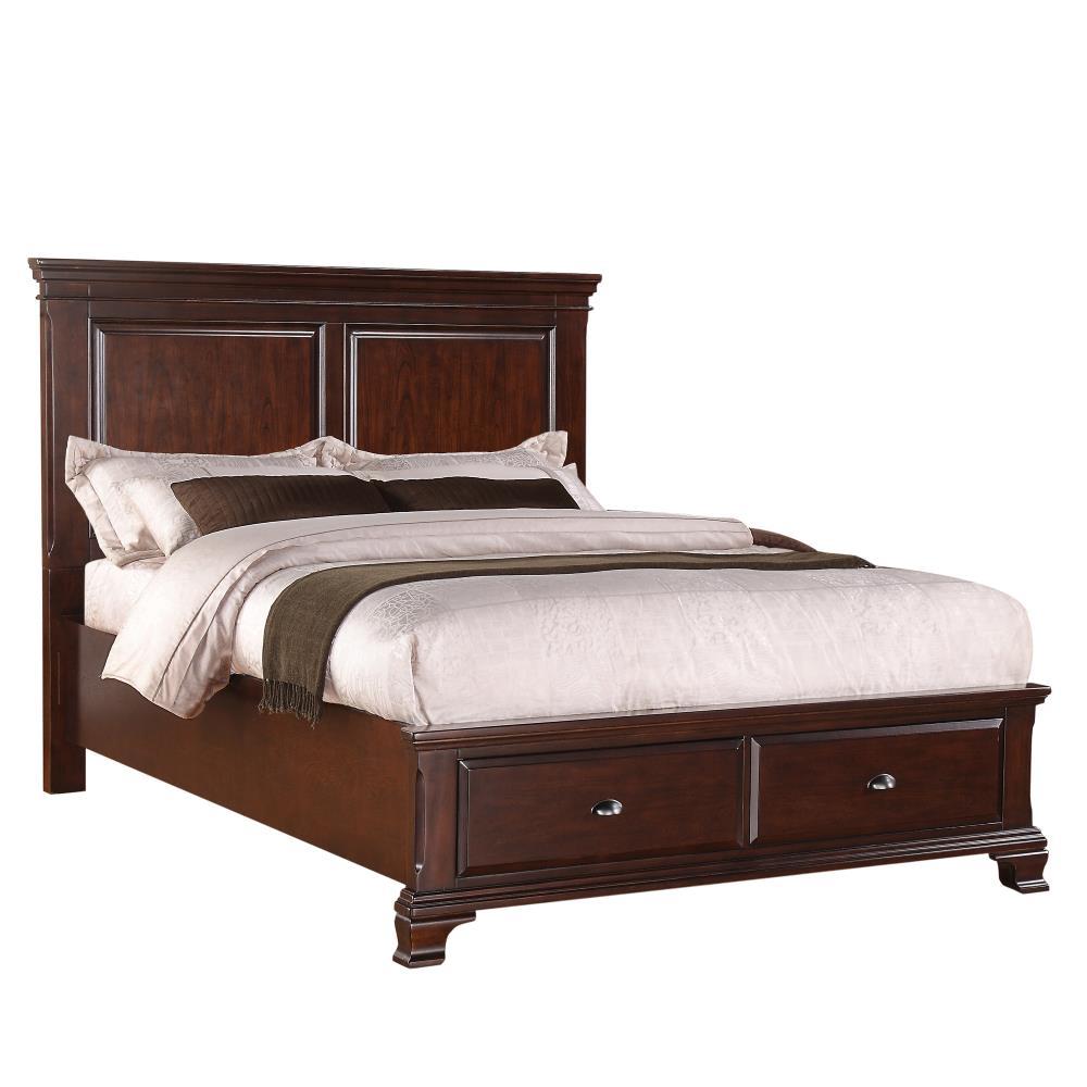 Brinley Cherry Queen Storage Bed with Pine Wood Frame