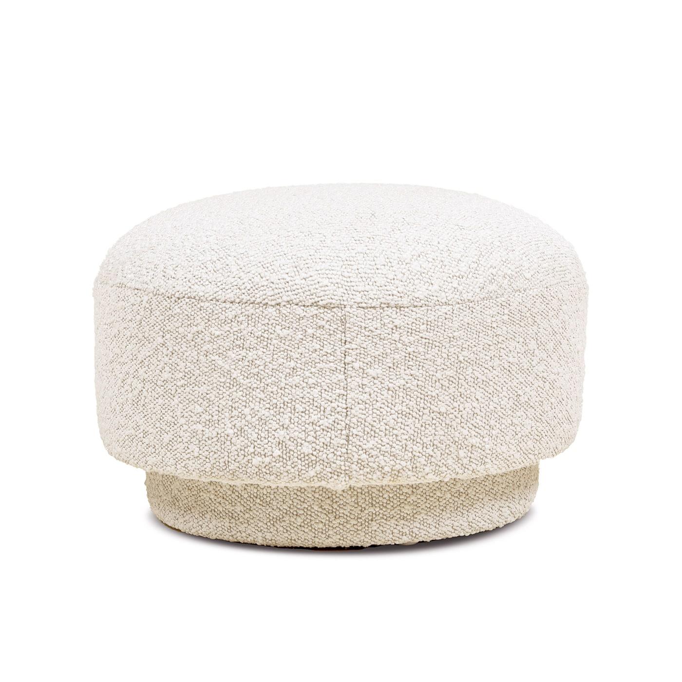 Fuji 15" Mushroom Footstool Ottoman Ivory White Boucle