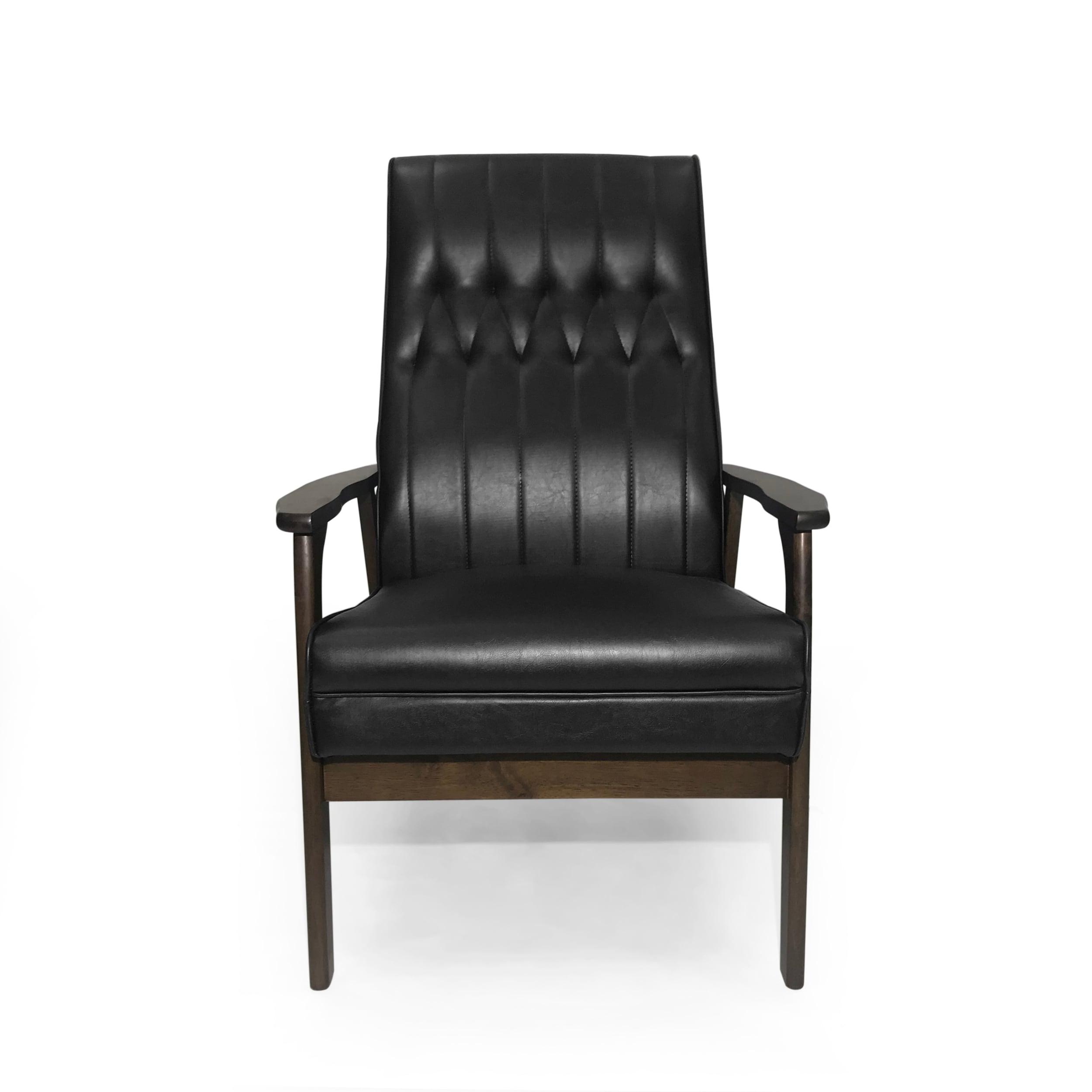 Katharine Mid-Century Modern Accent Chair, Matte Black and Walnut