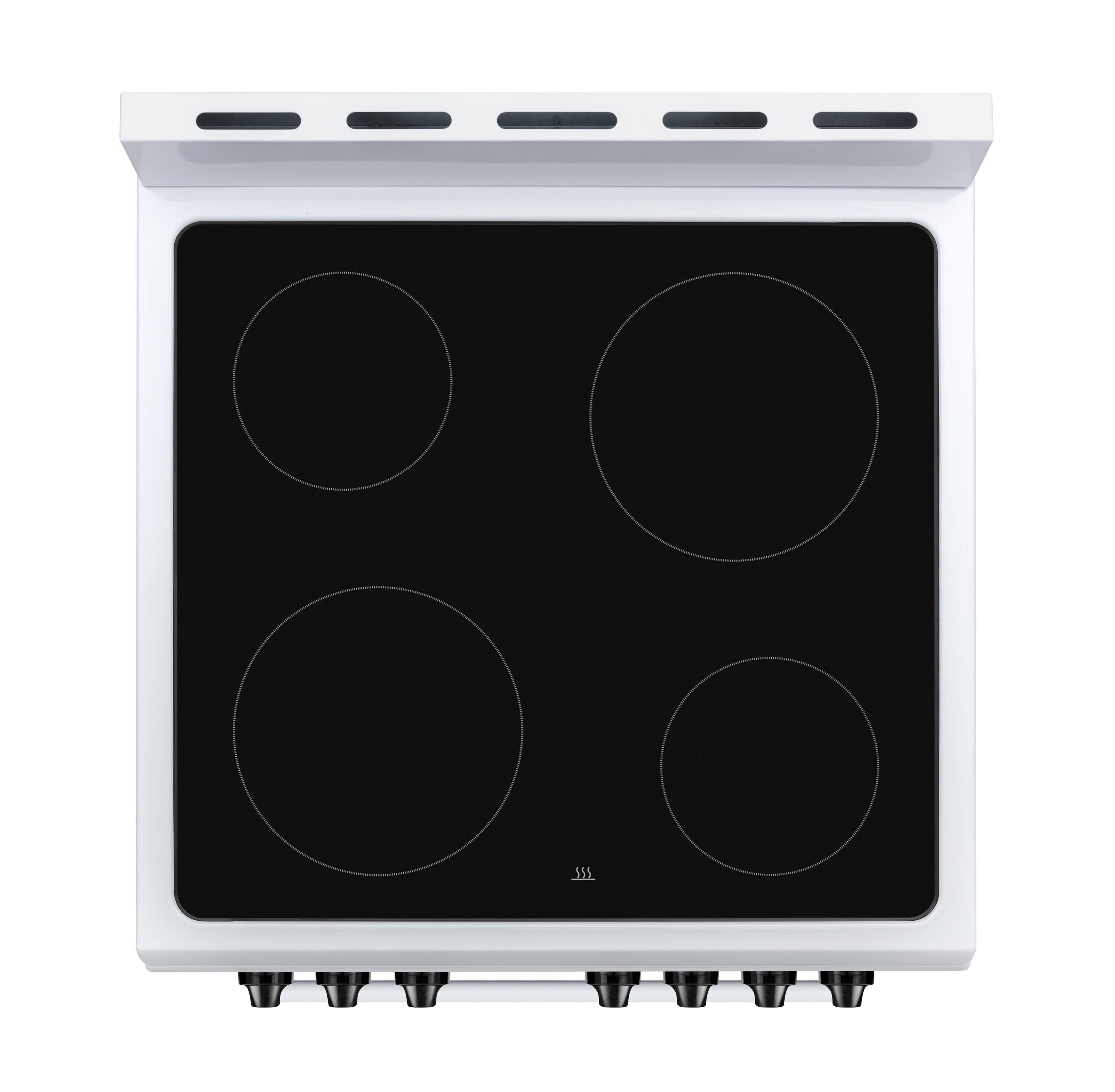 Premium Levella PREV2405VW 24" Vitroceramic Cooktop Electric Range with 4 Burners and 2.4 Cu. Ft. Single Convection Oven - White
