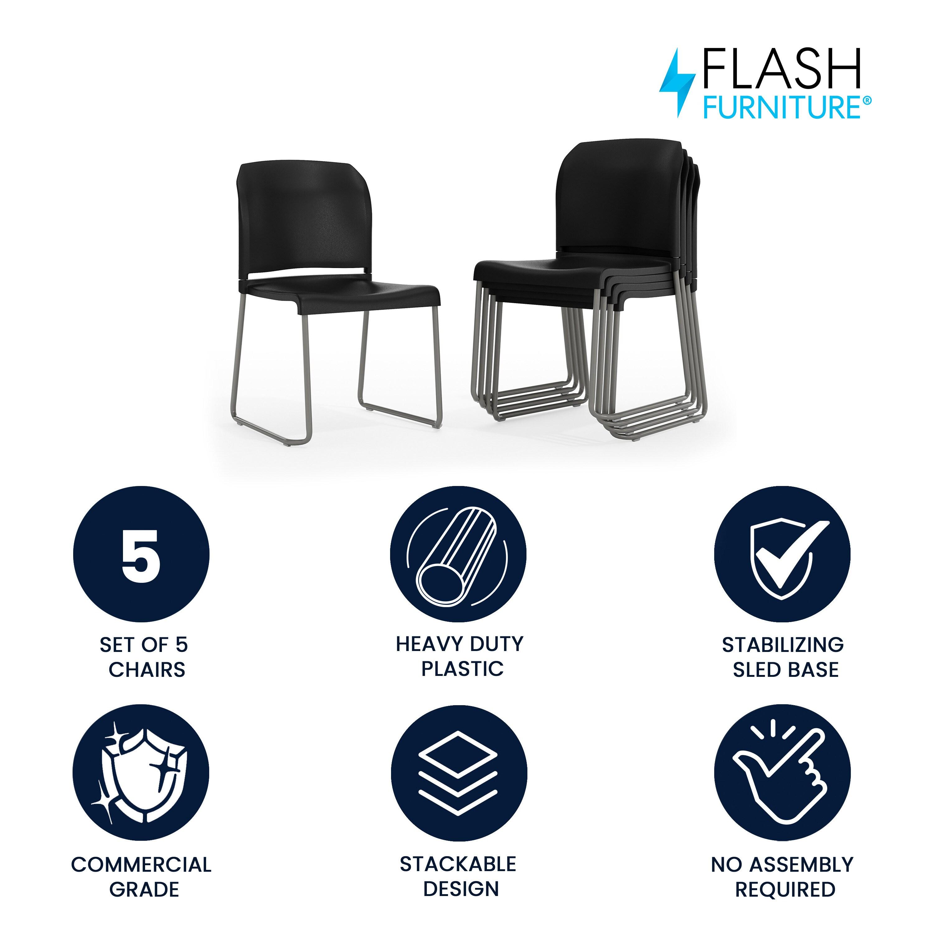 Flash Furniture Brielle Contoured Sled Base Stackable Waiting Room Chairs (Set of 5)