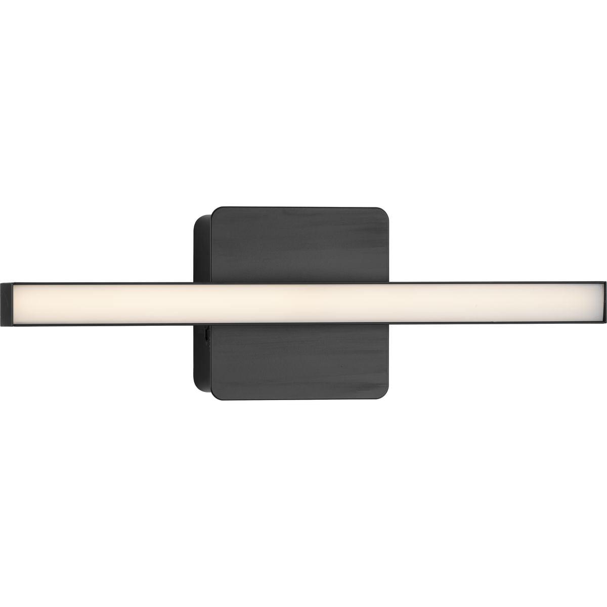 Progress Lighting Phase 4 1-Light LED Linear Vanity Light, Matte Black, Rectangular Acrylic Shade