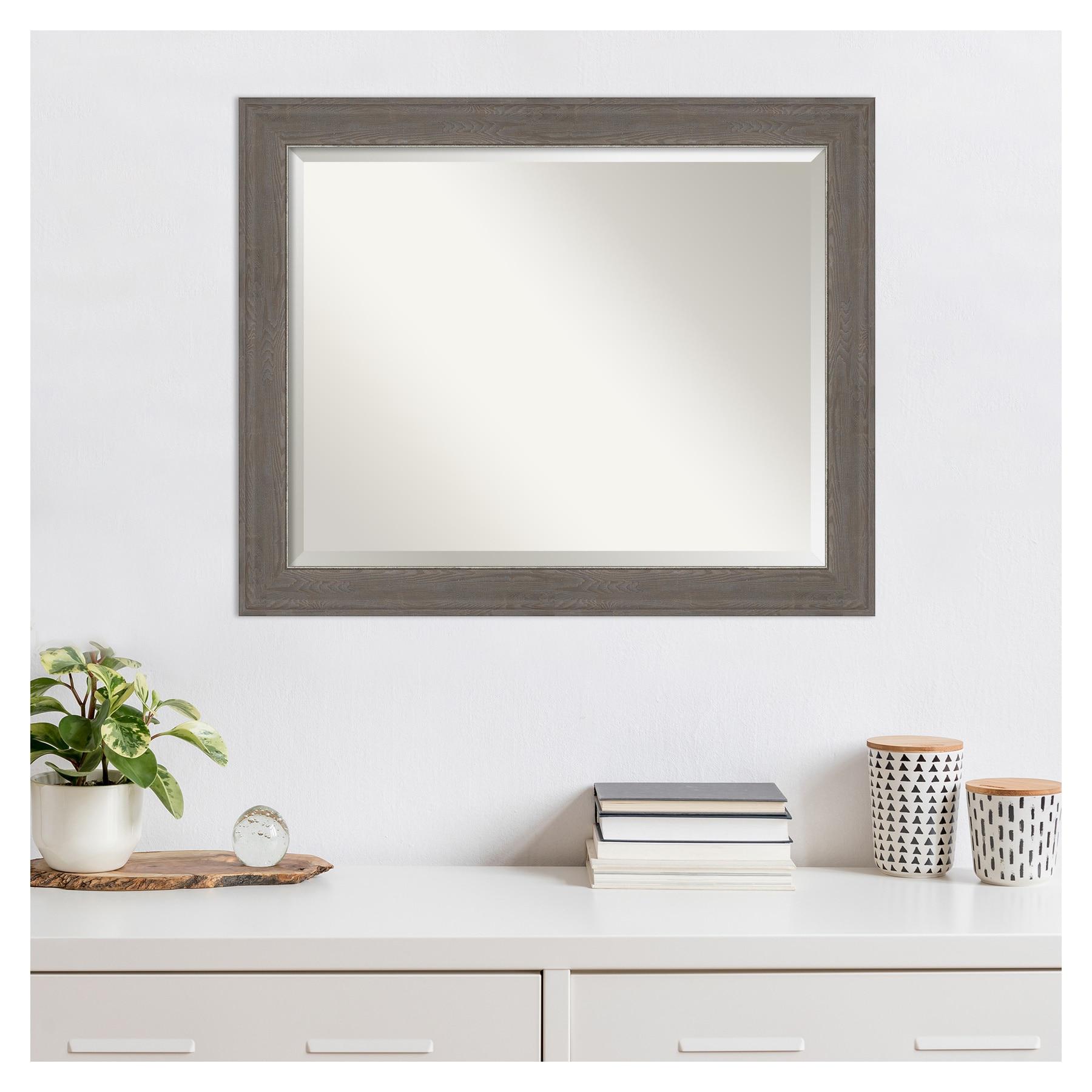 Amanti Art Alta Brown Grey Framed Wall Mirror - 20.62 x 24.62 in