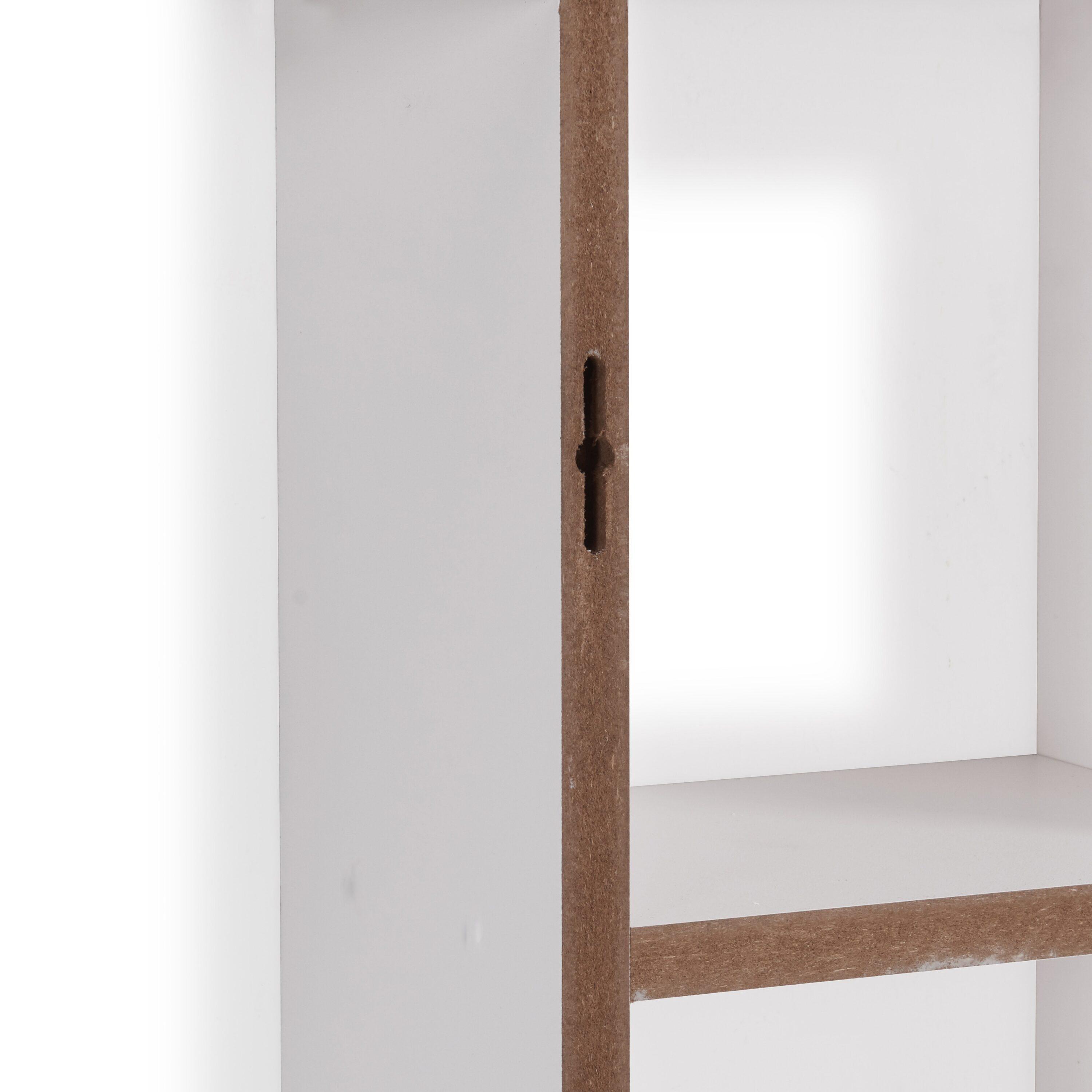 Danya B. 40" x 24" Cantilever Wall Shelf White: Modern Laminated MDF, 4-Tier Storage, Includes Mounting Hardware