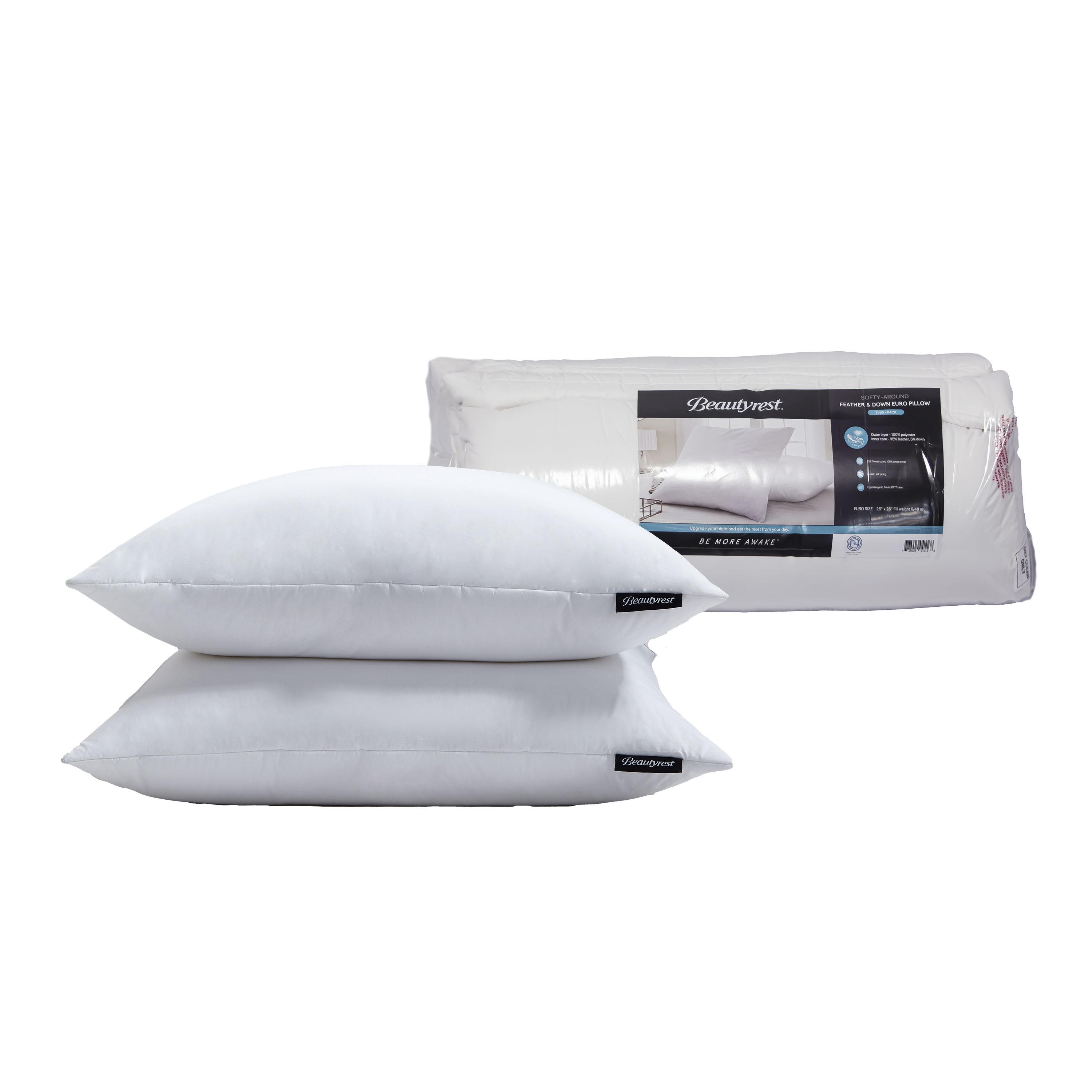 Beautyrest Cotton Softy-Aroundfeather And Down Euro Pillow (2PK) - Firm (Set of 2)