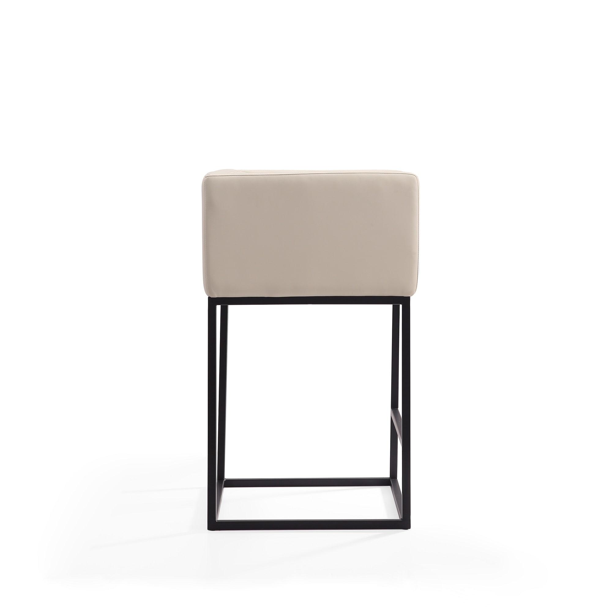 Embassy Metal Counter Height Barstool Cream: Manhattan Comfort, Faux Leather, Foam Padding, No Assembly Required