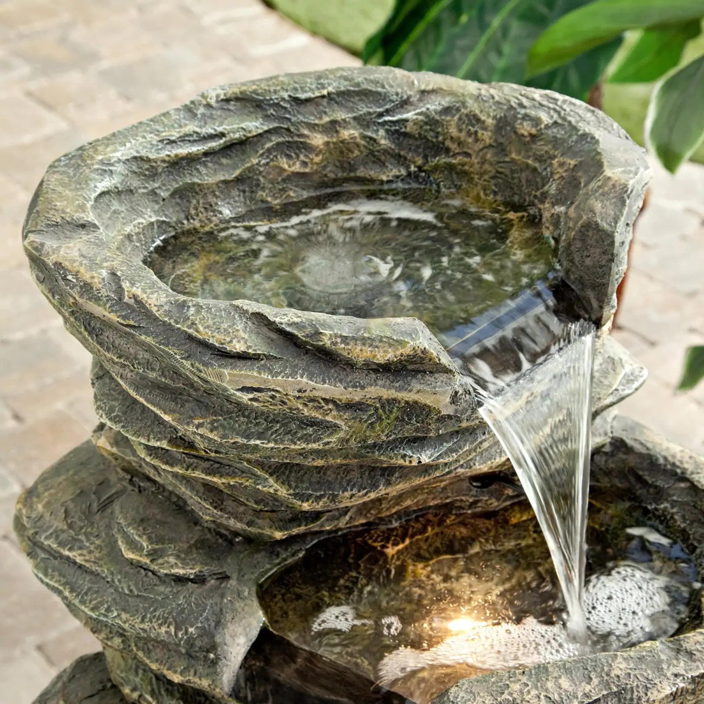 Alpine Corporation Five-Level Rock Waterfall Indoor/Outdoor Fountain