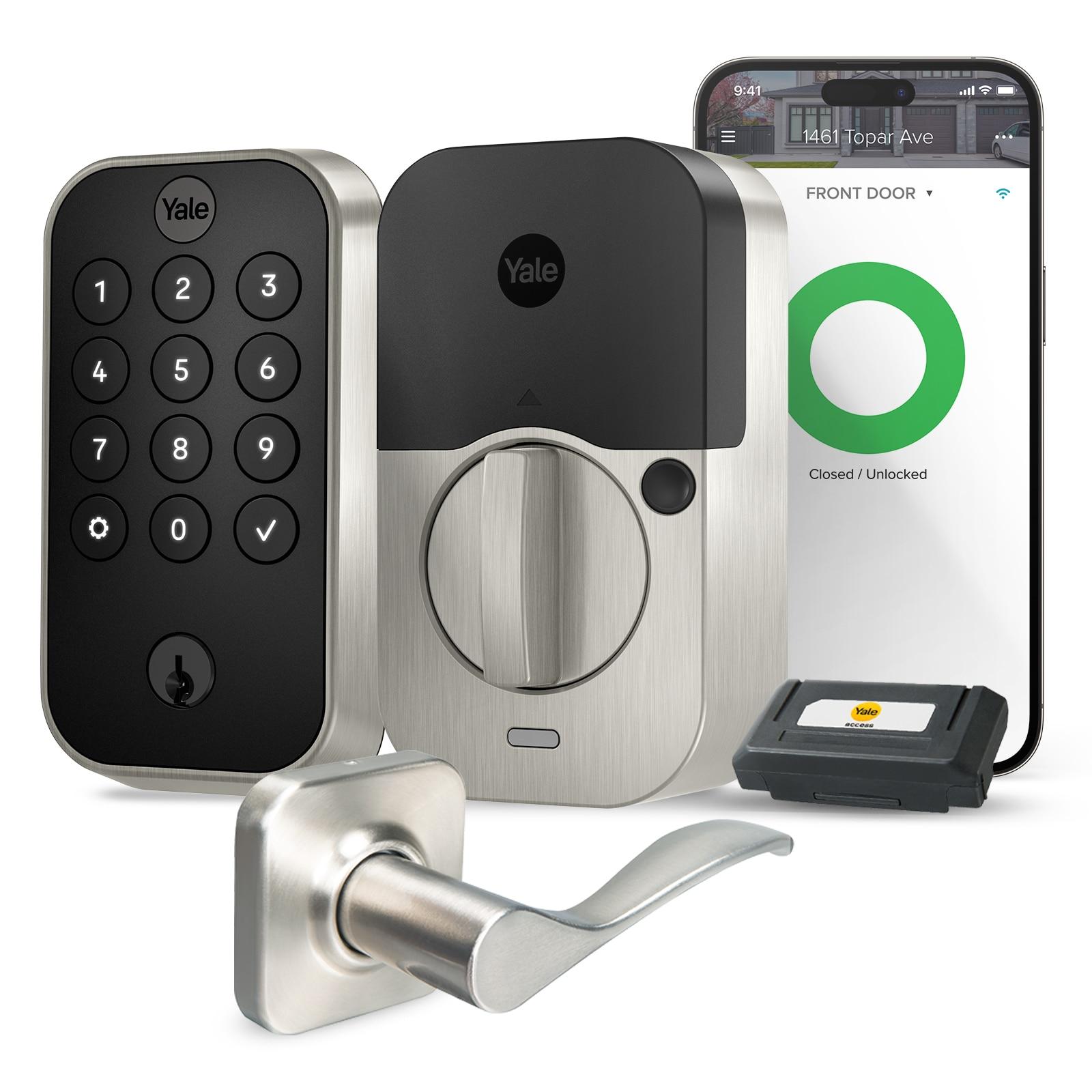 Yale Assure Lock 2 Norwood Bundle Satin Nickel Smart Lock Electronic Deadbolt and Handleset with Wifi Bluetooth and Keypad