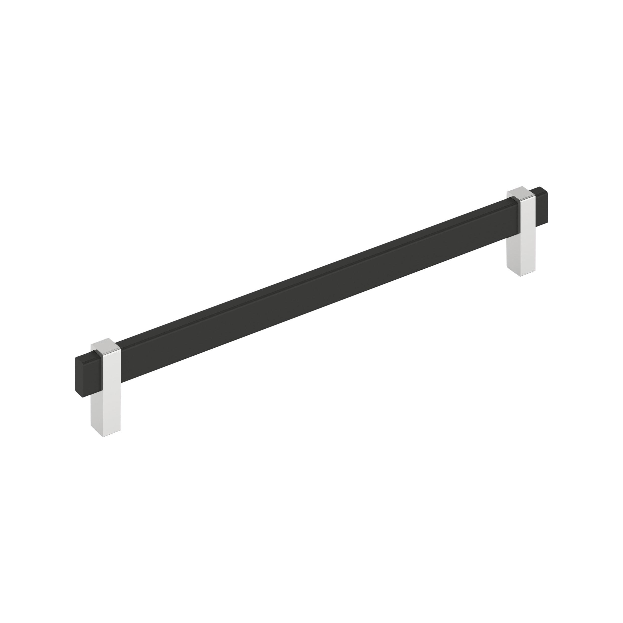 Amerock Mulino 10-1/16 inch (256mm) Center-to-Center Matte Black/Polished Chrome Cabinet Pull