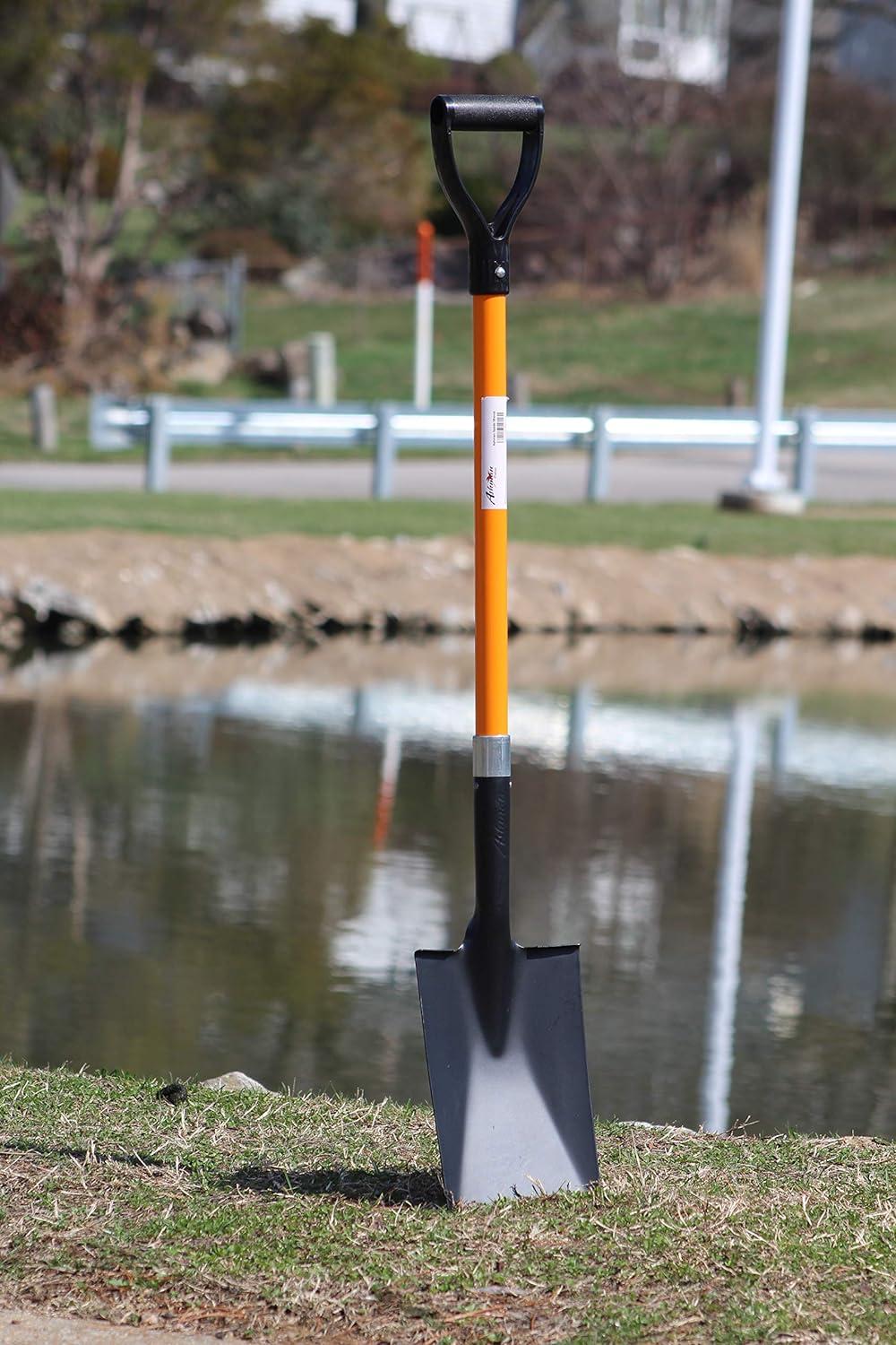 Ashman Online Heavy Duty Spade Shovel - 41 inches Long Orange Metal Shovel With D Grip Handle (1 Pack)