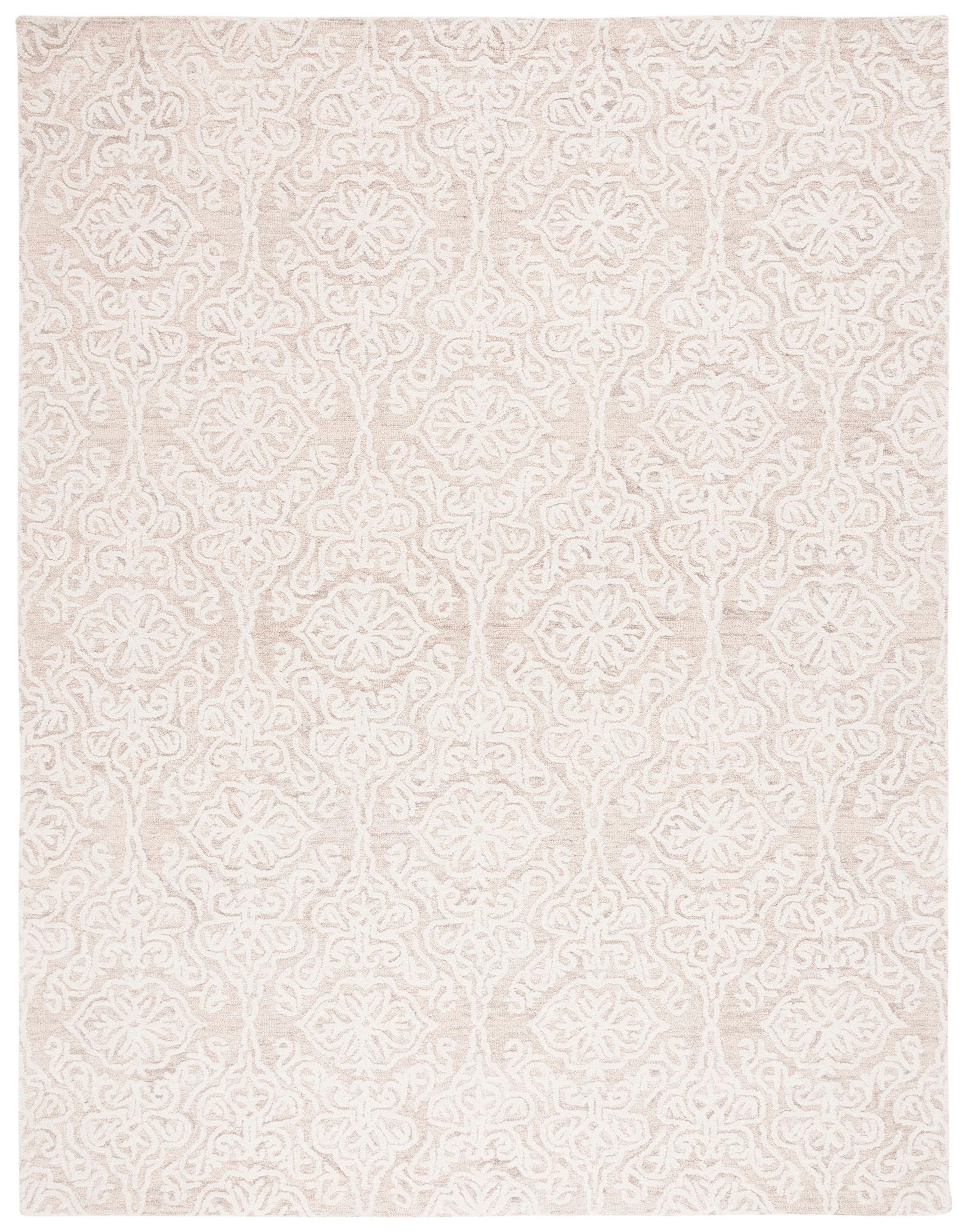 SAFAVIEH Blossom Asher Geometric Wool Area Rug, Beige/Ivory, 9' x 12'