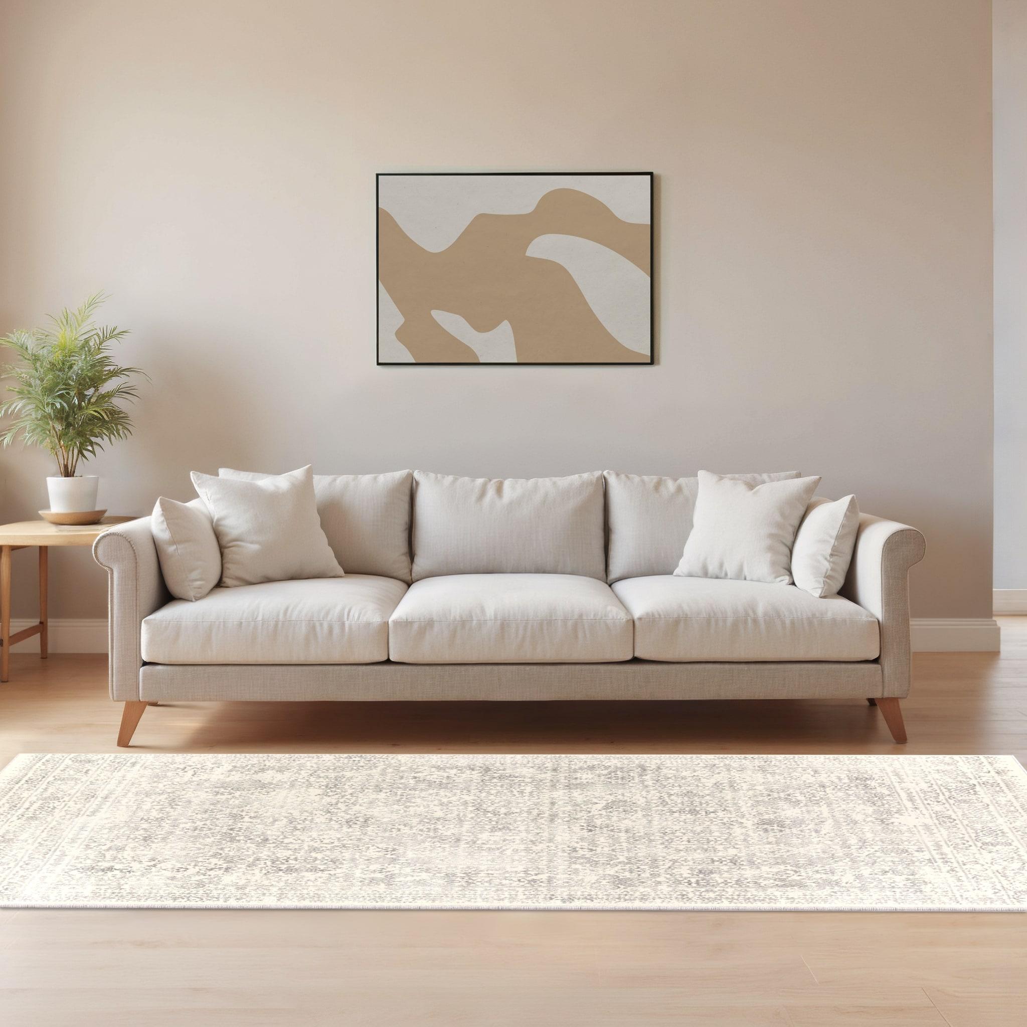 Livabliss Roma 8 x 10 (ft) Synthetic Gray Rectangular Indoor Distressed/Overdyed Vintage Area rug