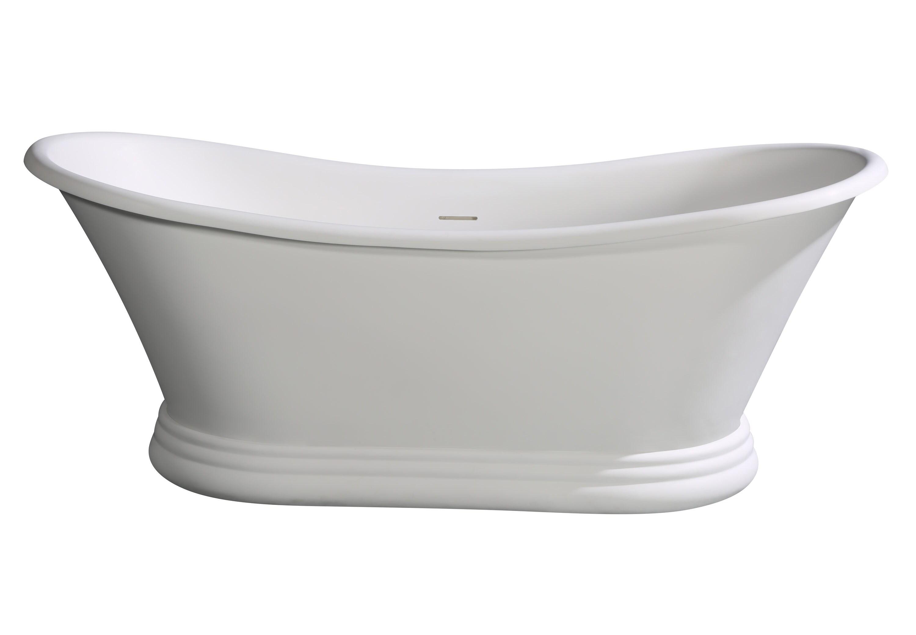 63.4'' x 29.5'' Freestanding Soaking Stone Bathtub