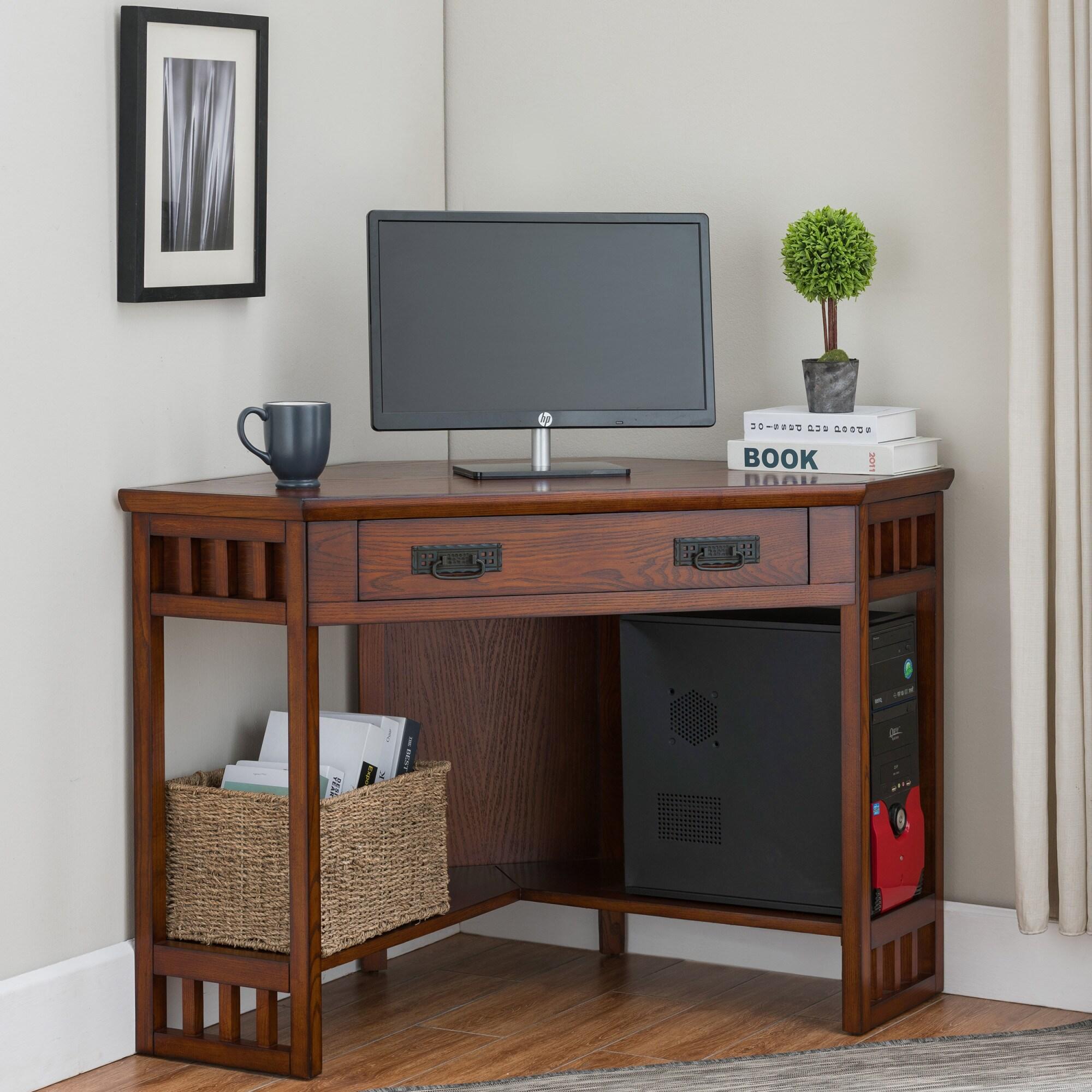 Mission Corner Computer Desk in Mission Oak
